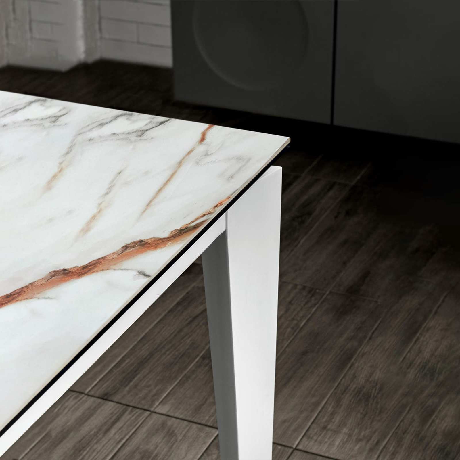 Mesa extensible de cristal templado ''Ceramica 2'' 80x120/170 h76