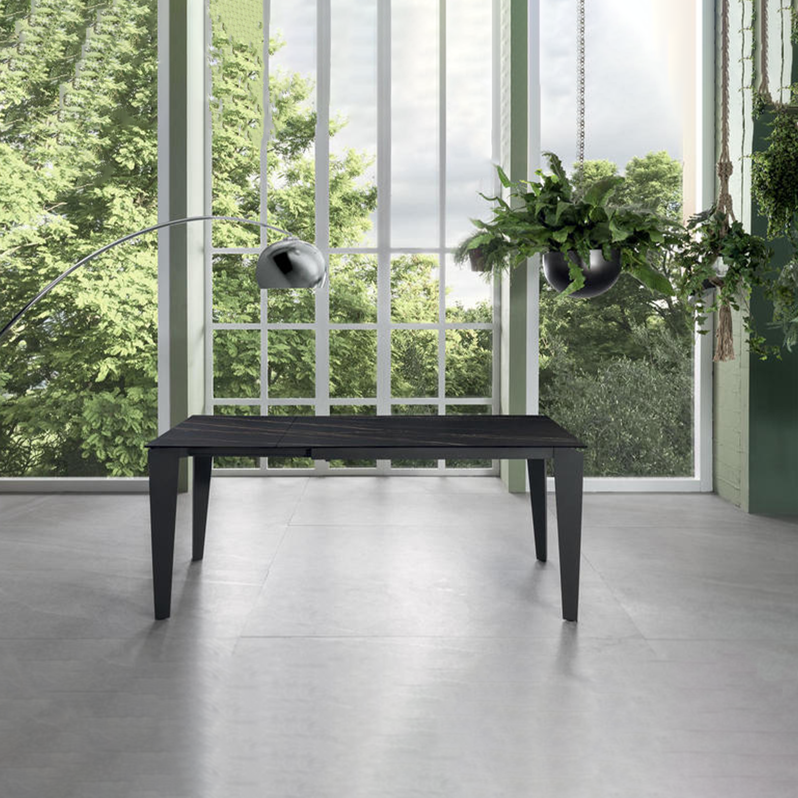 Mesa extensible de cristal templado ''Ceramica 2'' 80x120/170 h76