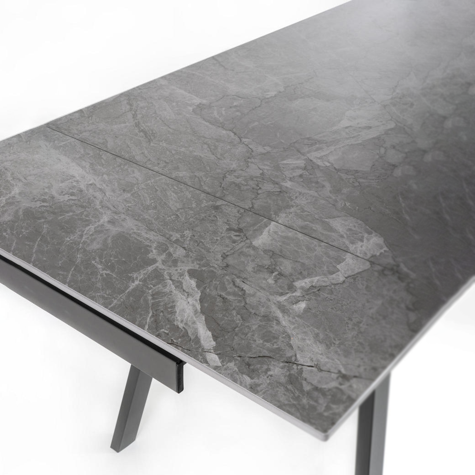 Table extensible "Dylan" plateau pierre effet marbre 200x80 cm 76h