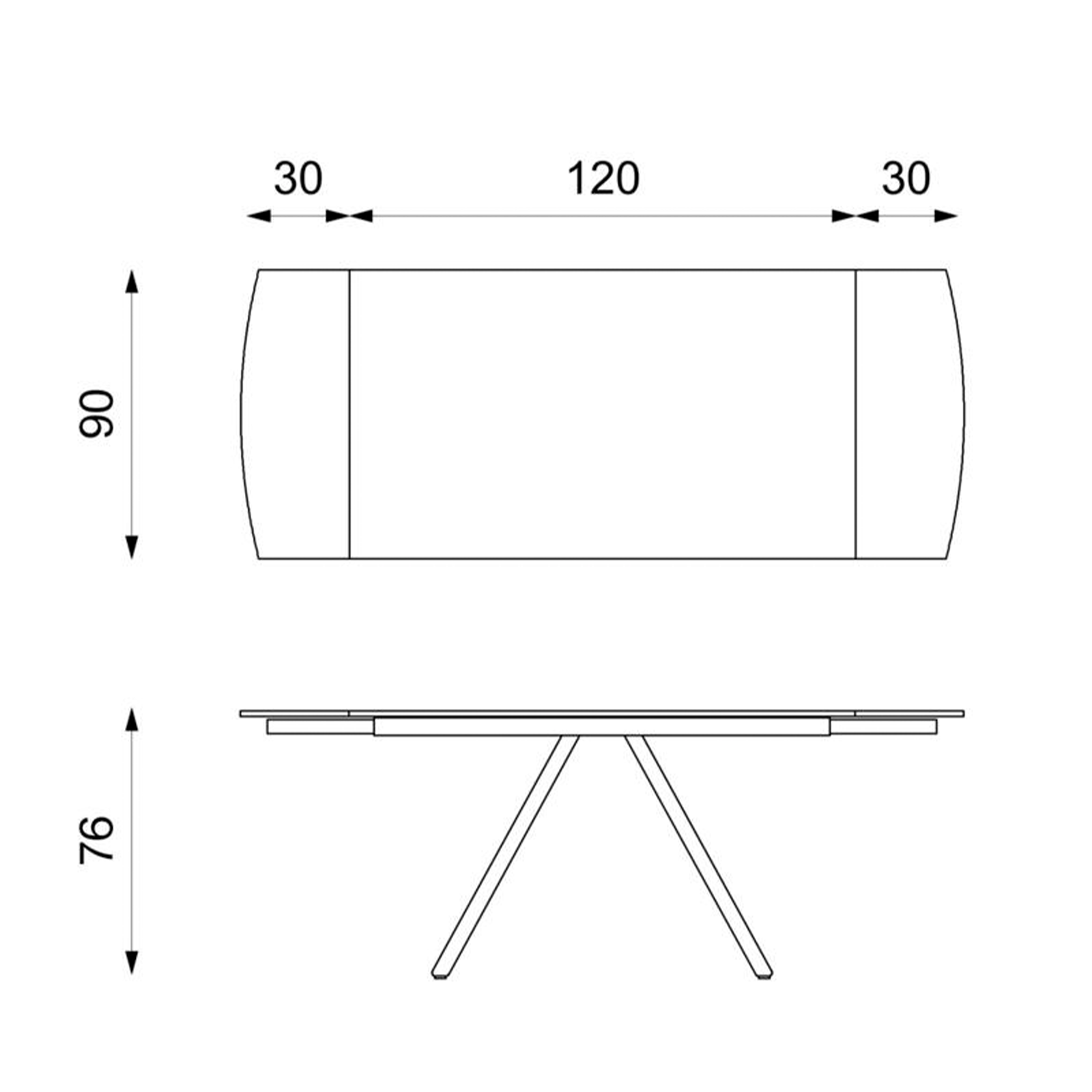 Table extensible "Kyoto Four" avec plateau en céramique 6 places 120/180x90 76h cm
