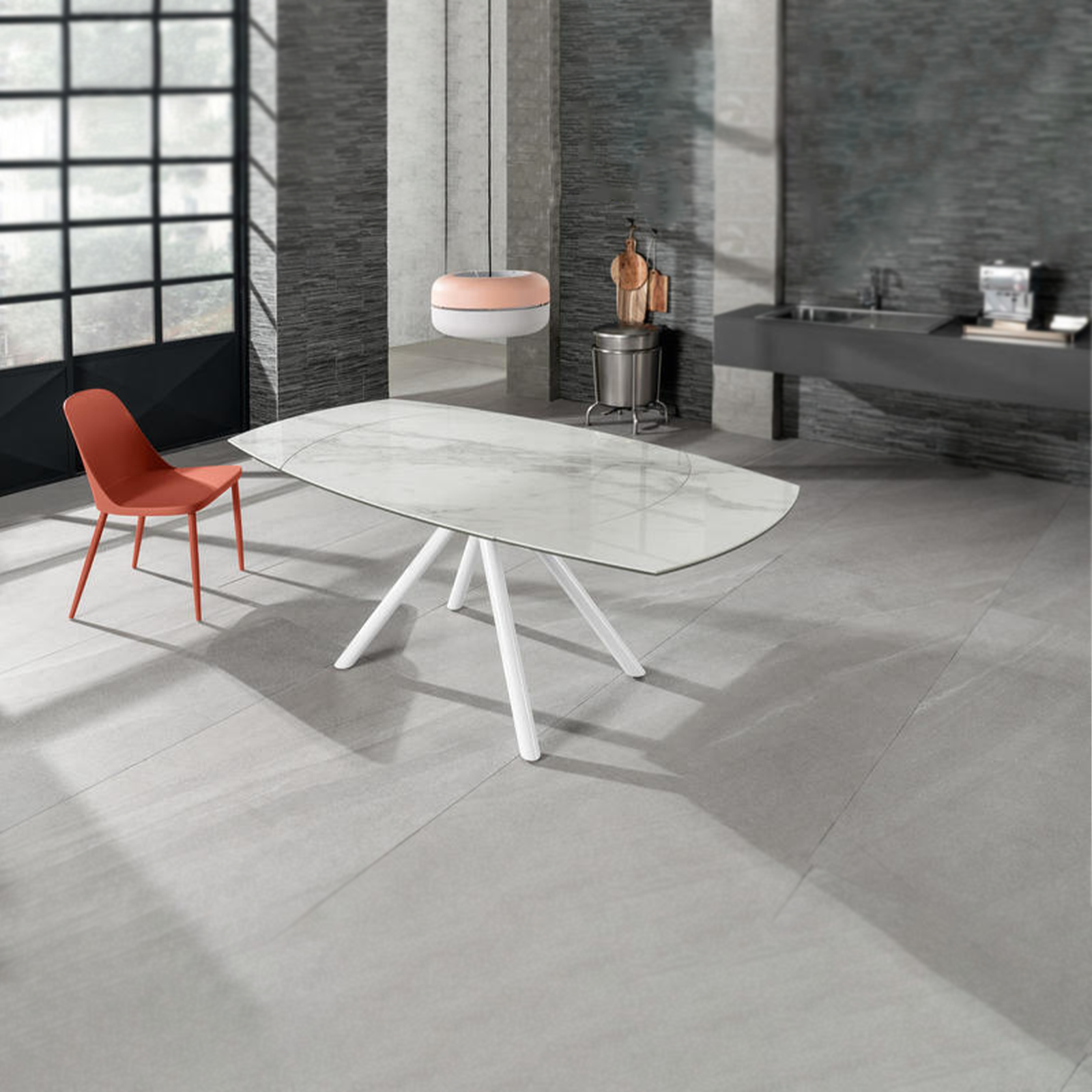 Table extensible "Kyoto Four" avec plateau en céramique 6 places 120/180x90 76h cm