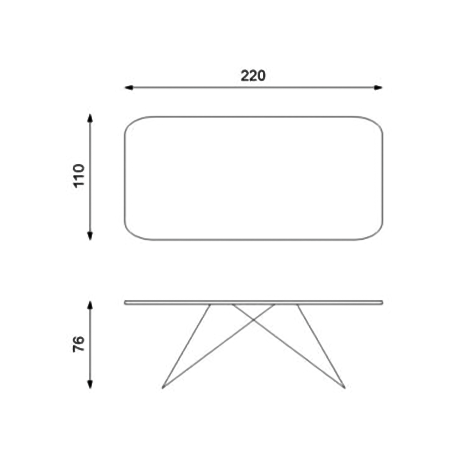 Tavolo moderno fisso "Loyra"in ceramica su vetro temperato effetto marmo cm 220x110 76h