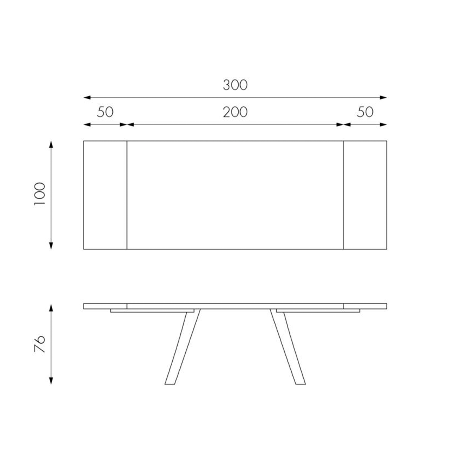 Tavolo allungabile "Gabriel" piano in legno gambe in metallo cm 300x100 76h