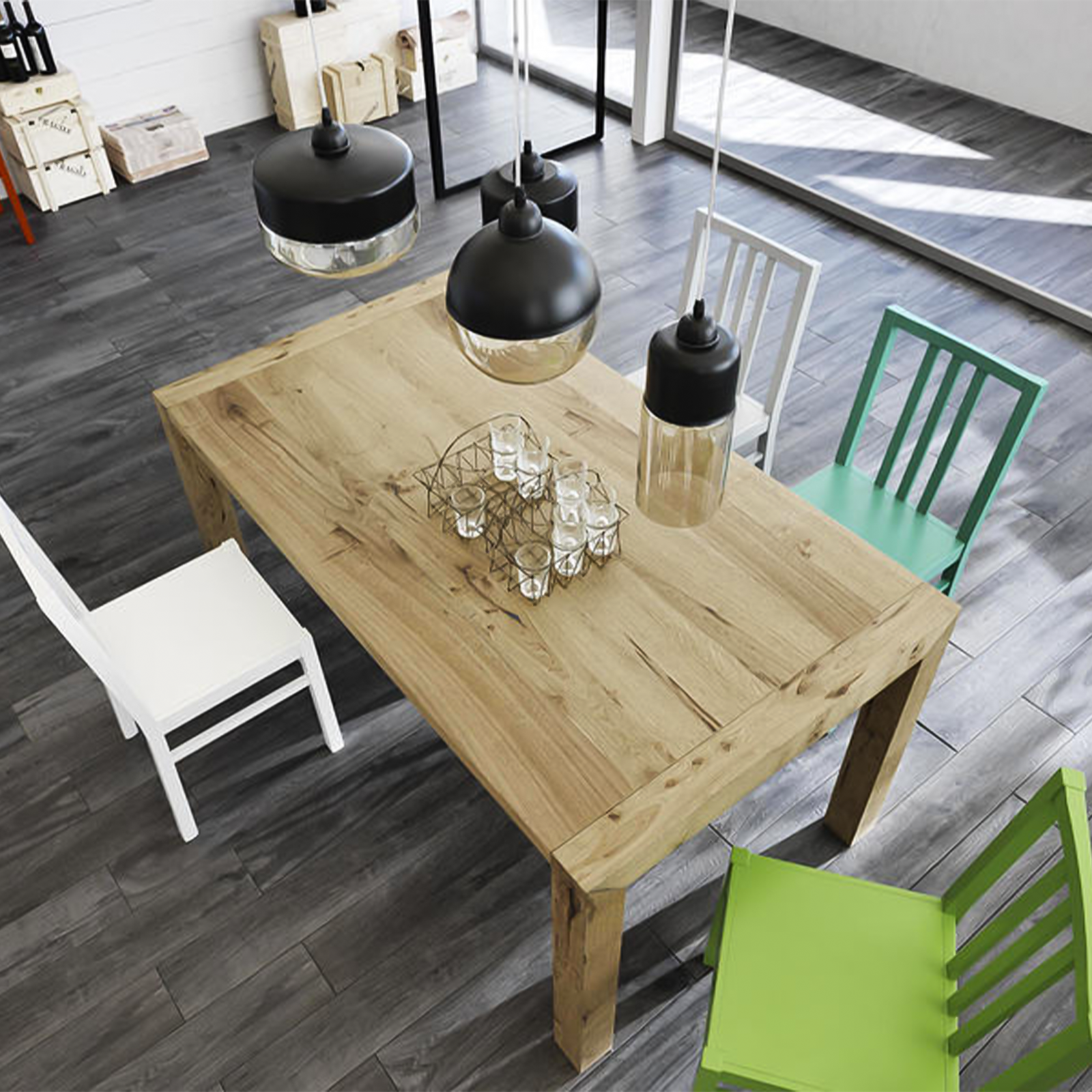 Tavolo allungabile "Ethan" piano e gambe in legno cm 160/240x90 76h