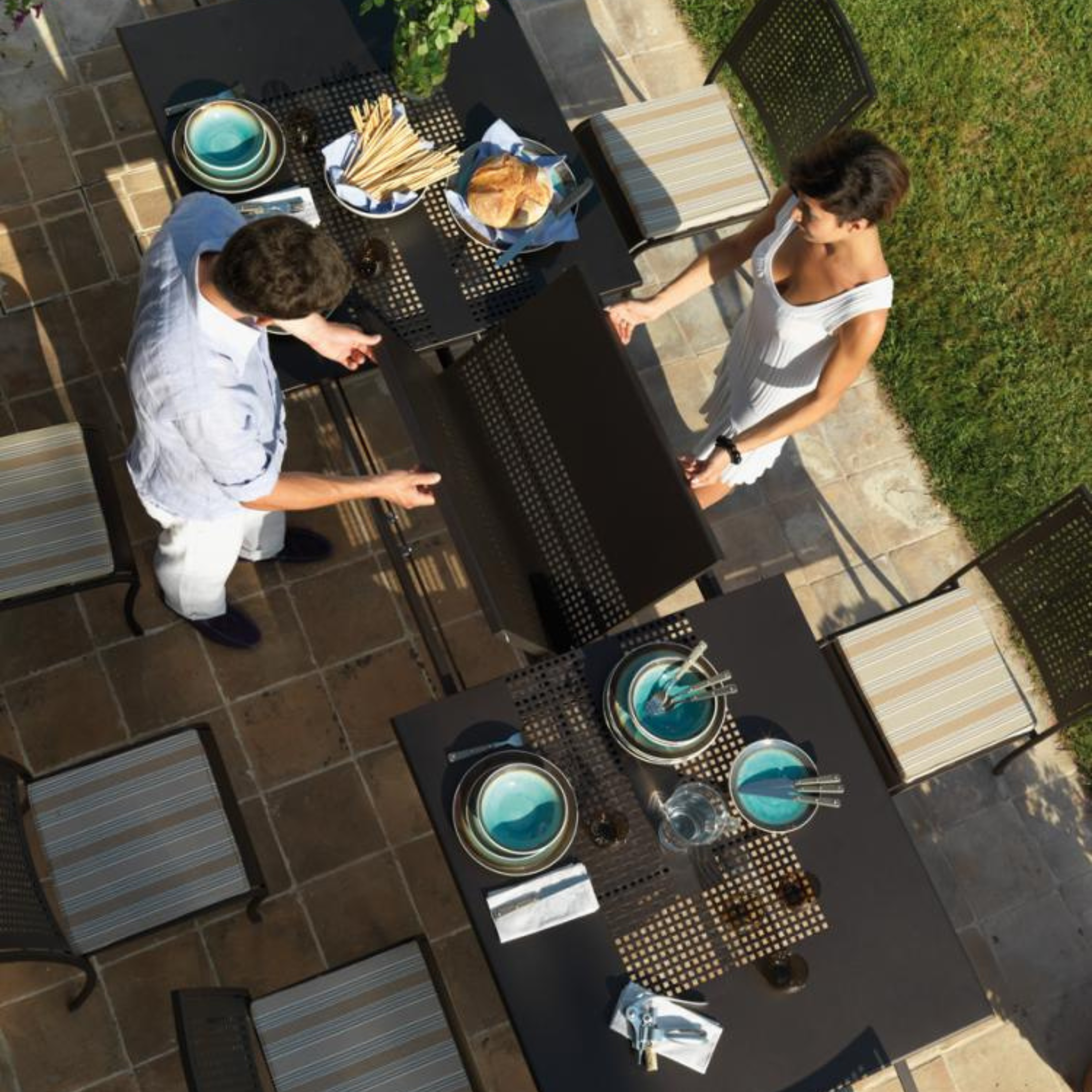 Table extensible en métal "Valentino" pour jardin moderne 220/300x100 cm 75h