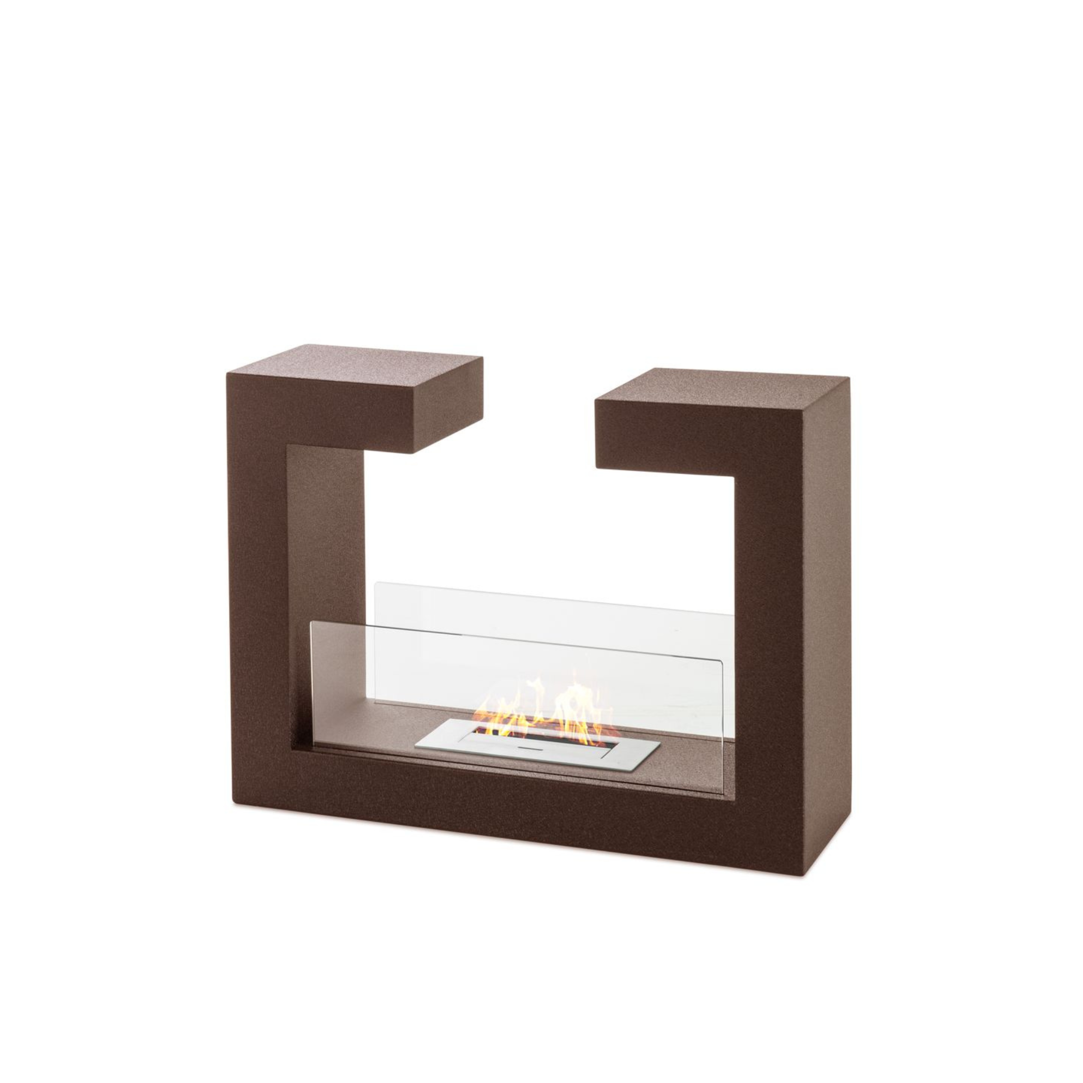 Caminetto bioetanolo "Tete A Tete" da terra in vetro temperato cm 78x25 58h