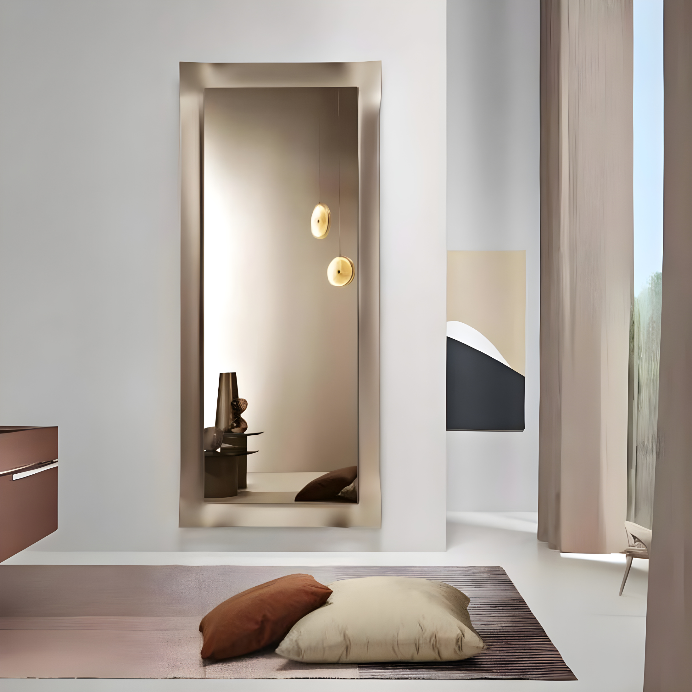 Specchio con cornice "Vivo" in vetro satinata moderno