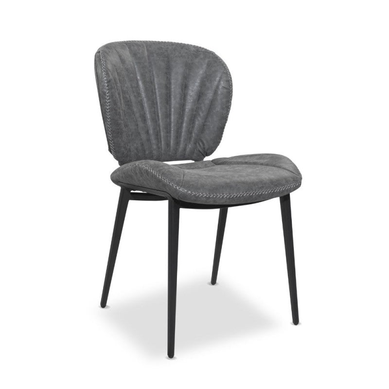 Set di sedie da pranzo "Elice" imbottite in ecopelle con gambe in metallo nere cm 47,5x65,5 85h