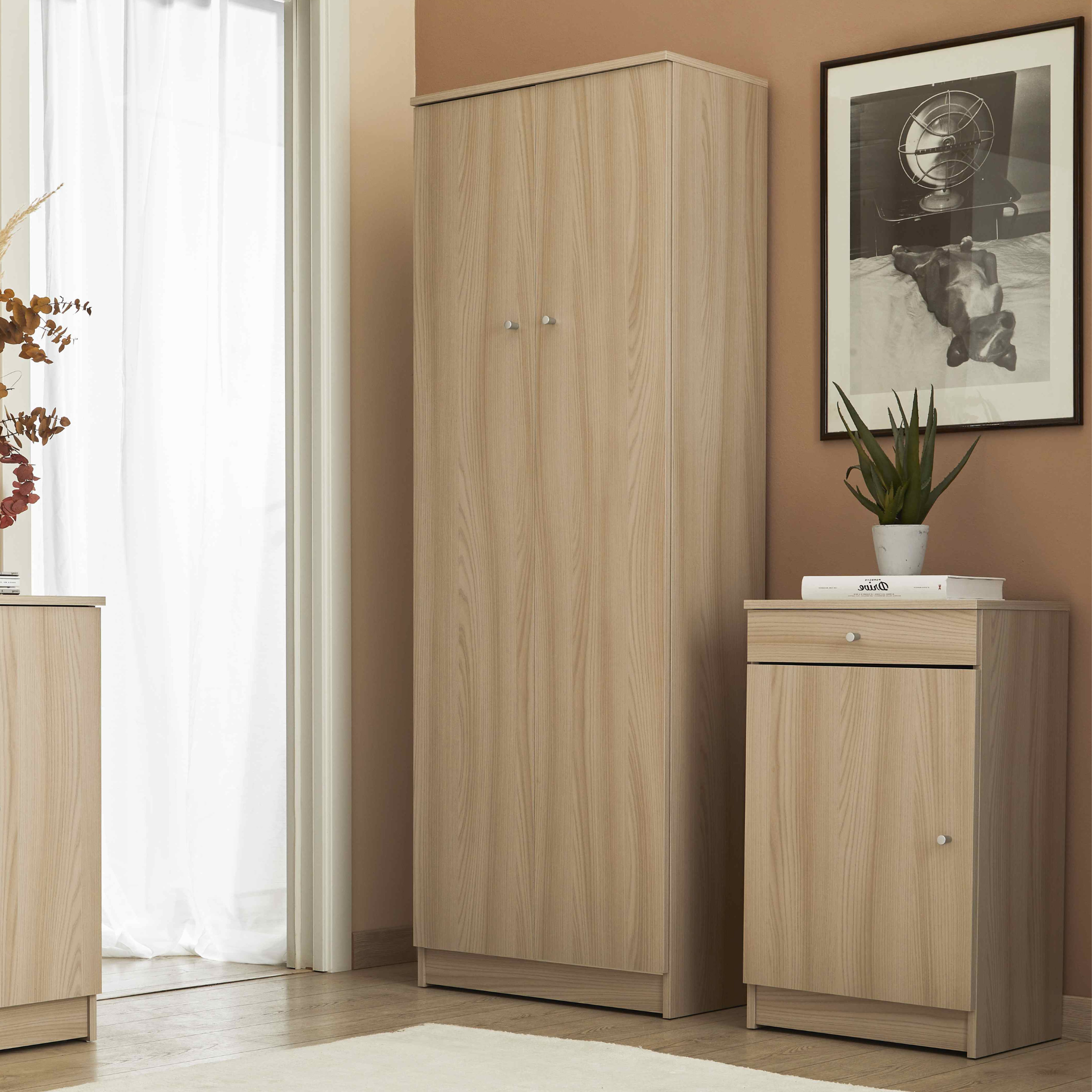 Mobile con 1 anta 1 cassetto in legno "Eli" moderno da ingresso cm 46x34 80h