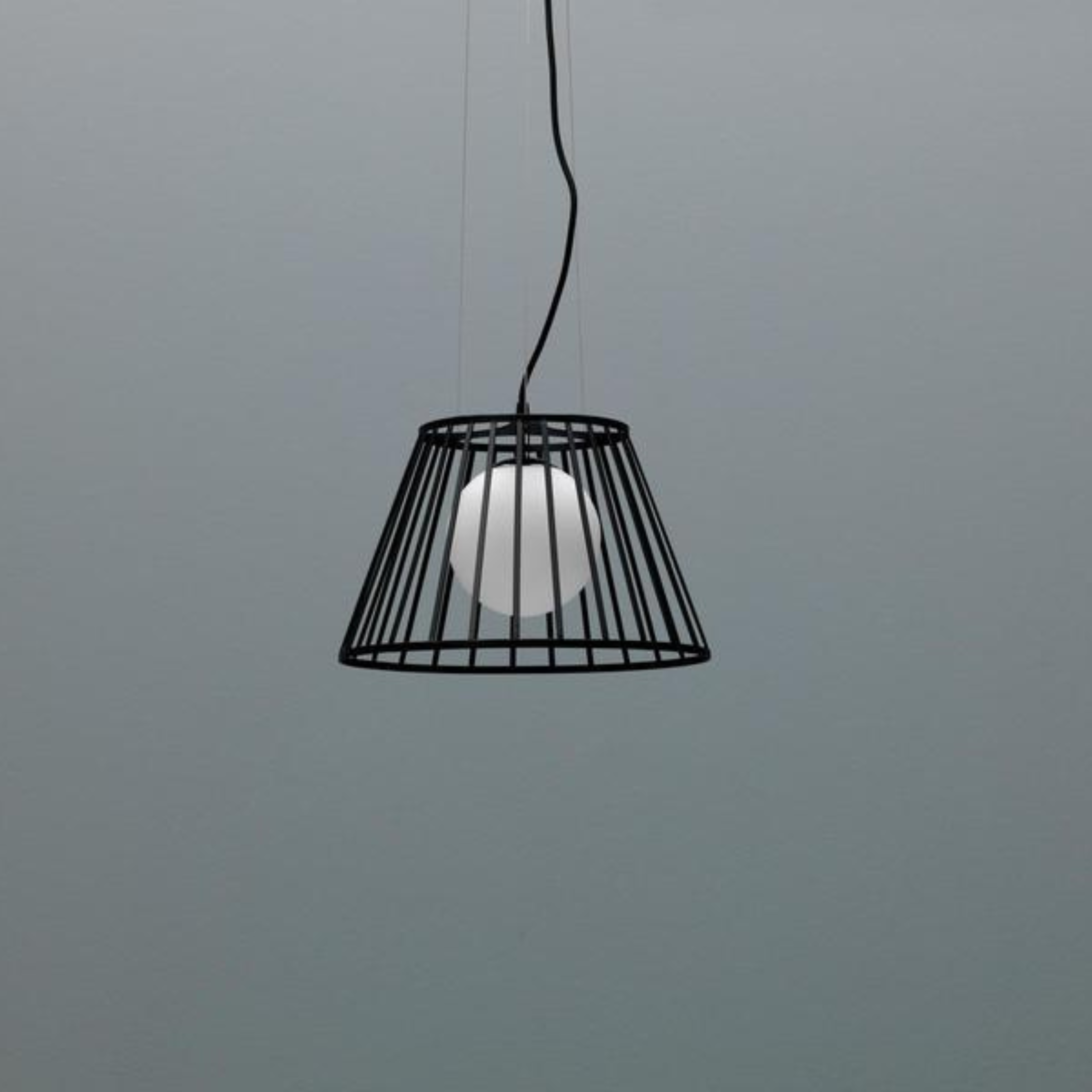 Lampada a sospensione in metallo nero "Cage" cavo regolabile cm 35x35 120h
