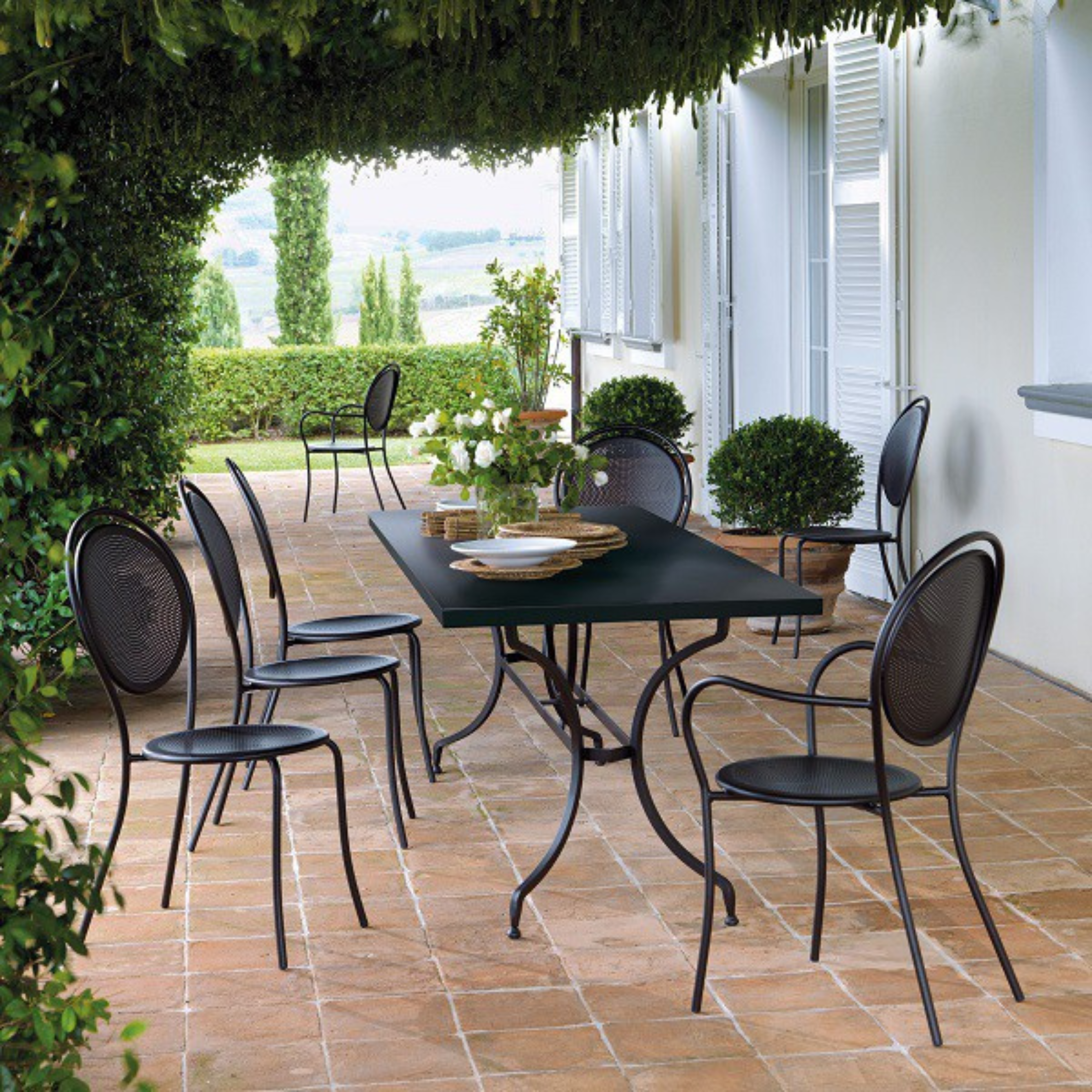 Table à manger "Tosca" en métal galvanisé pour jardin h 75 cm