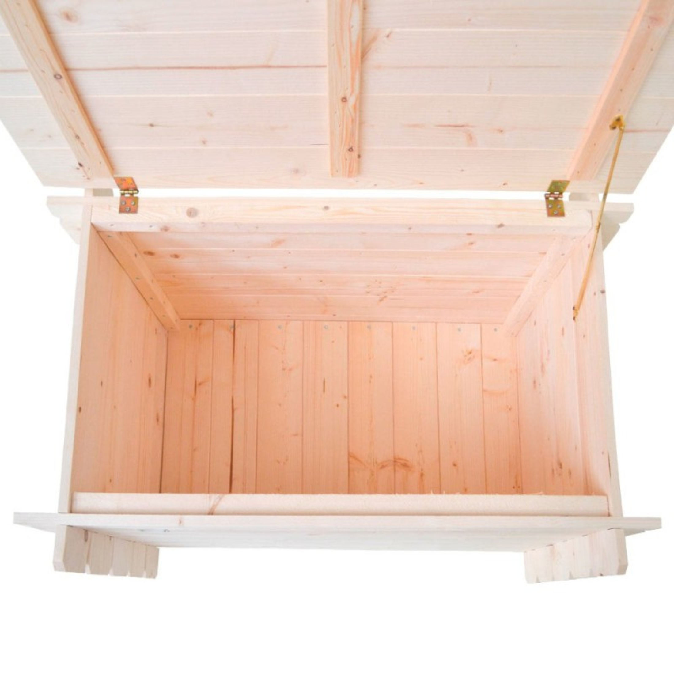 Cassapanca in legno naturale "Giove" da giardino apertura a battente cm 130x60 54h