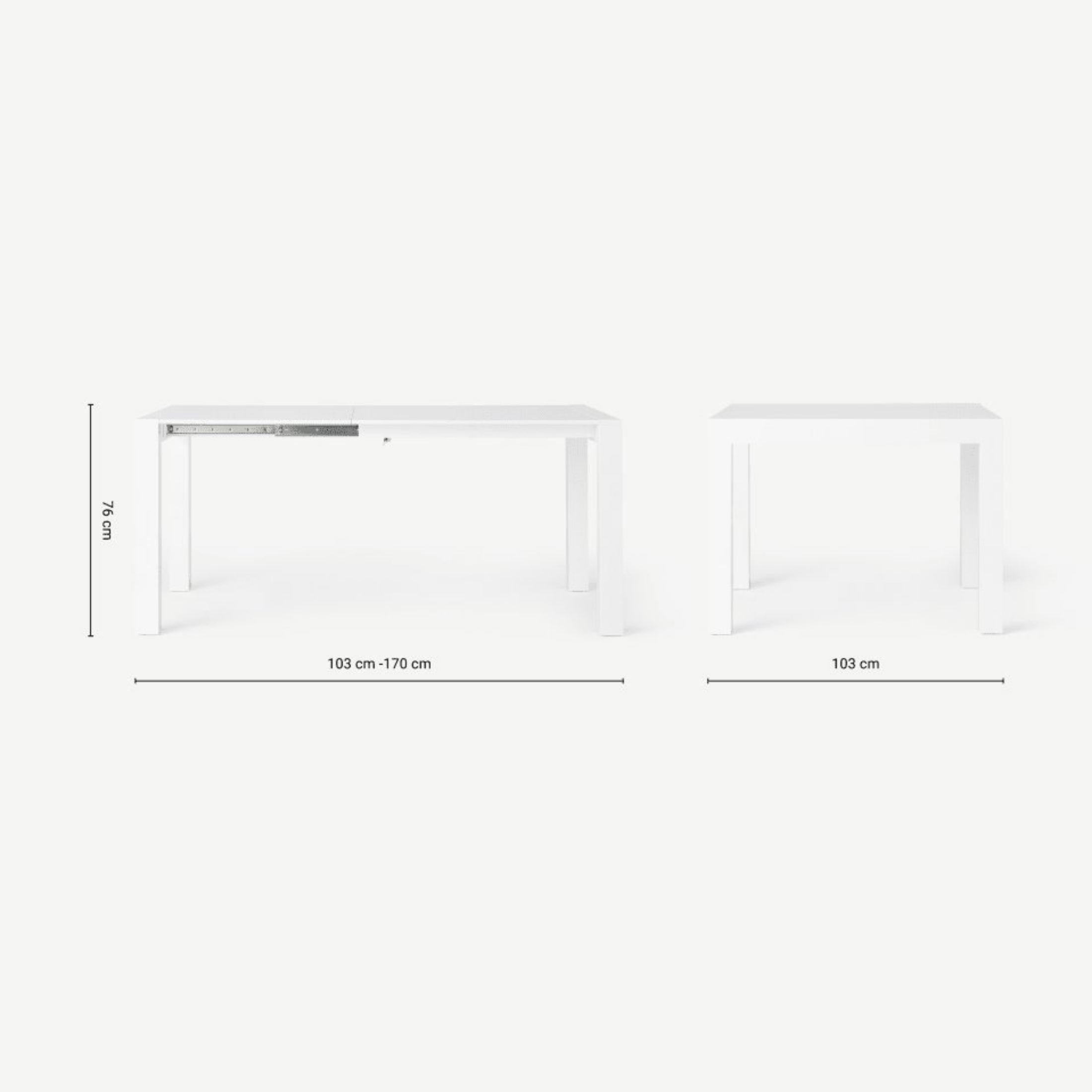 Mesa de comedor extensible de madera blanca "Nemes" 103/170x90 cm 76h