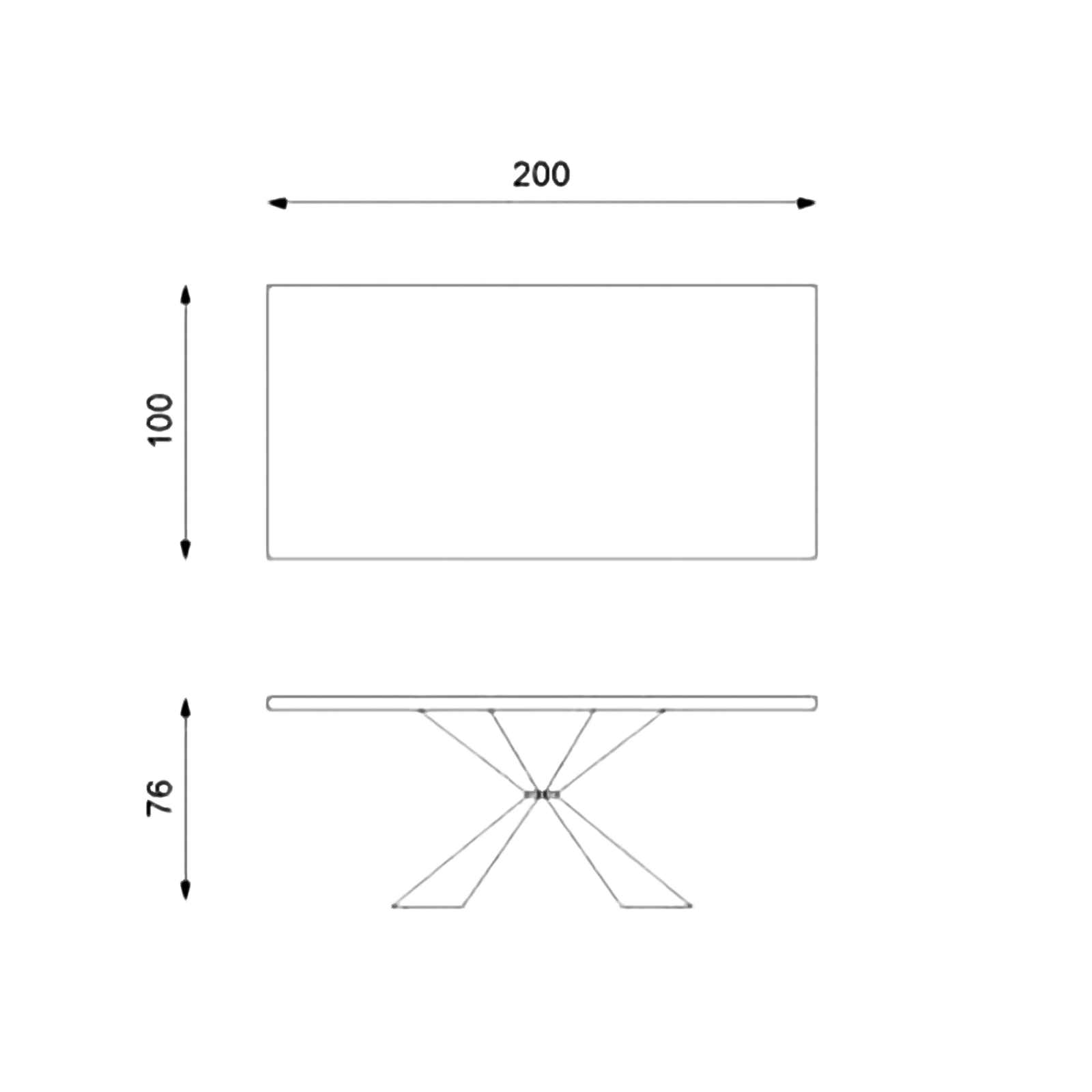 Tavolo fisso in legno "Nilo" gambe in metallo cm 200x100 76h
