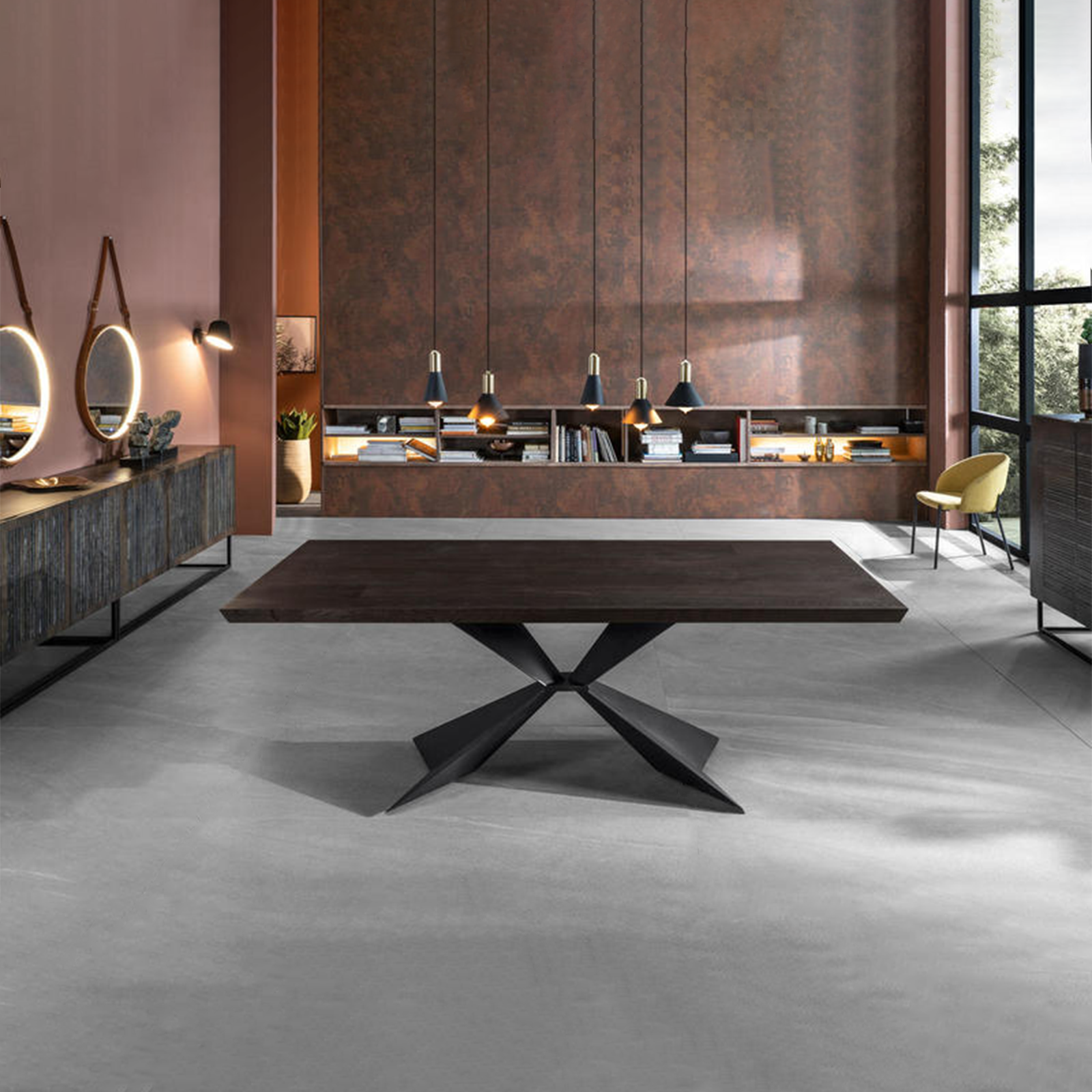 Tavolo fisso in legno "Nilo" gambe in metallo cm 200x100 76h