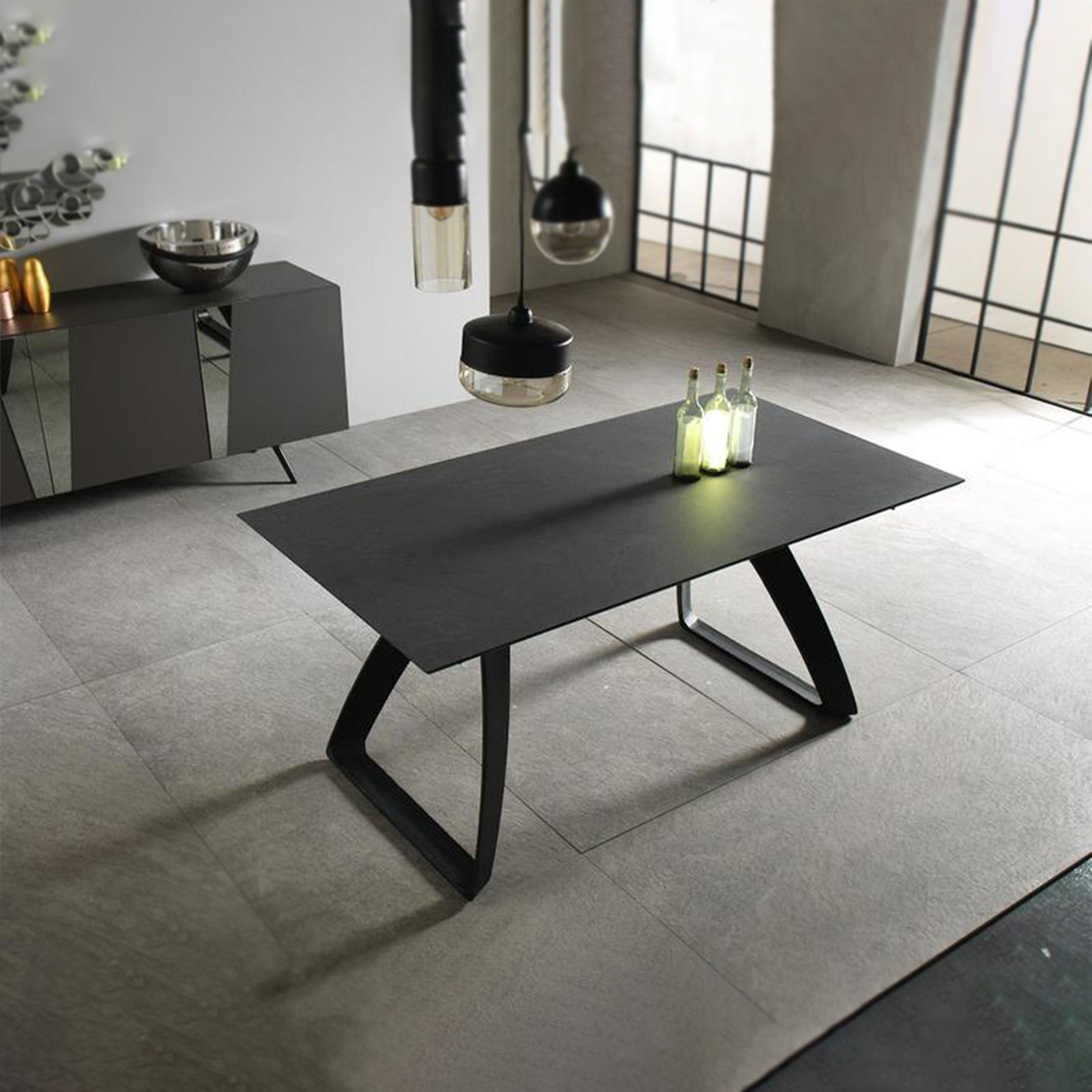 Tavolo allungabile "Hugo" piano in HPL gambe in alluminio 10 posti cm 270x90 76h