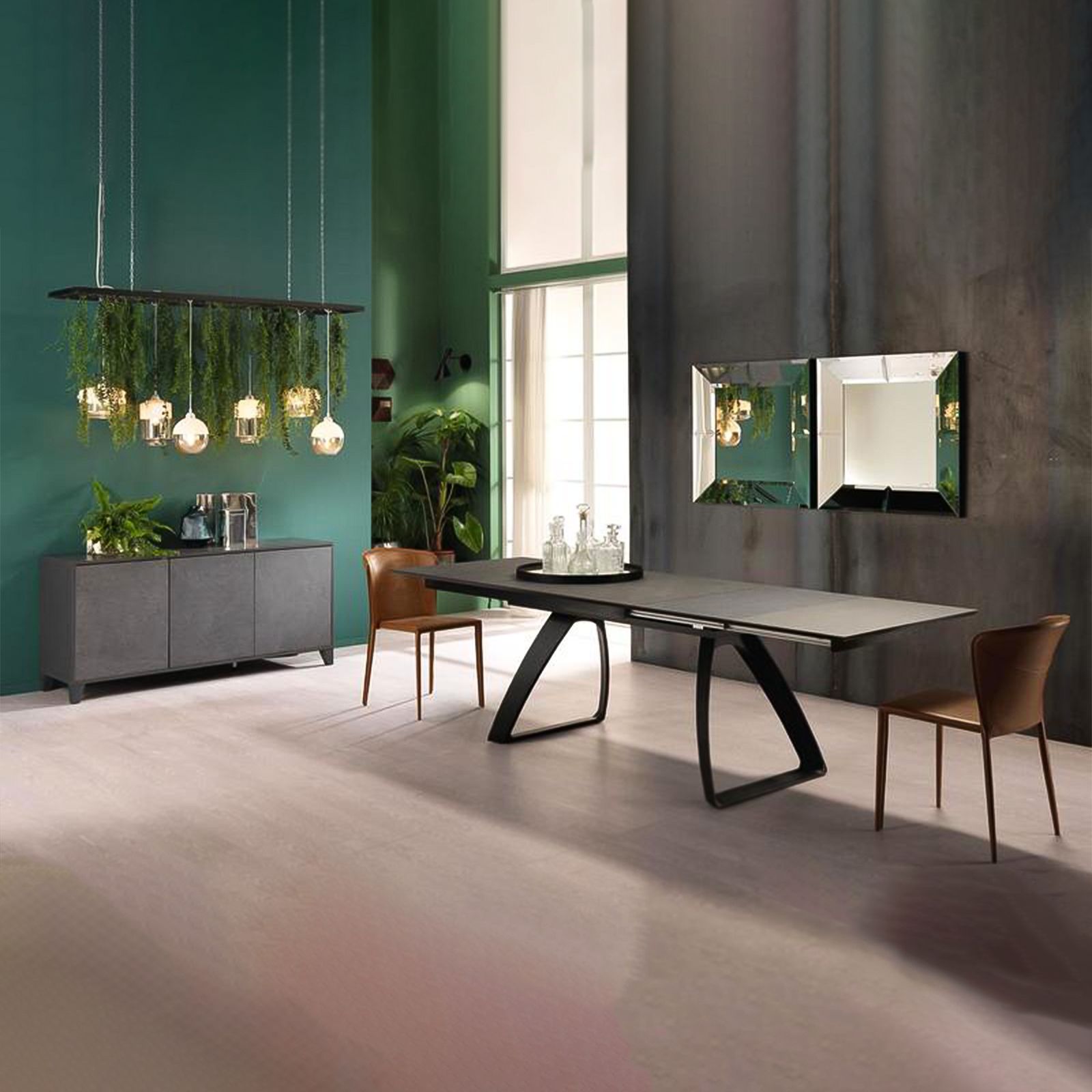 Tavolo allungabile "Hugo" piano in HPL gambe in alluminio 10 posti cm 270x90 76h