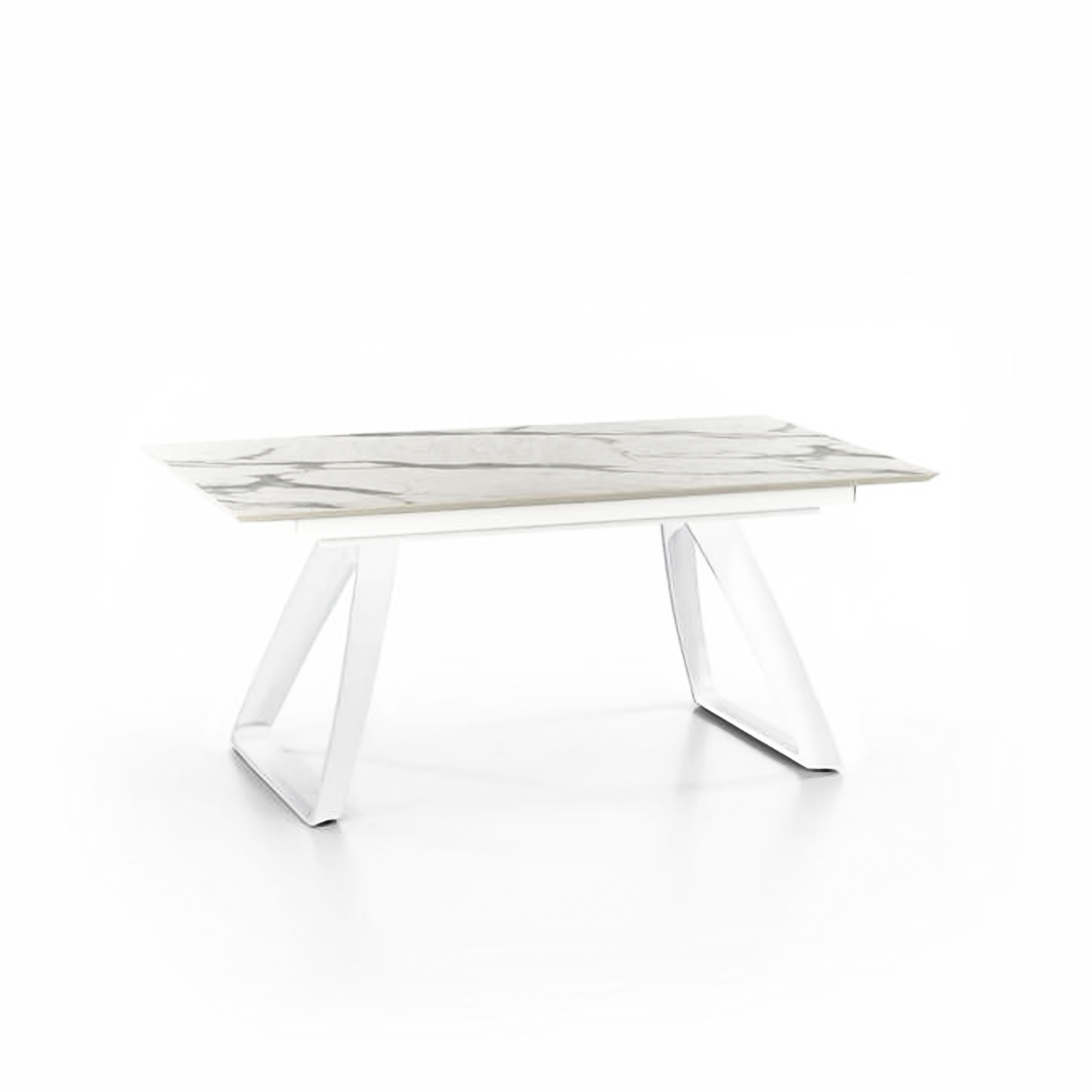 Table extensible "Barret", plateau HPL, pieds aluminium, 10 places, 270x90 cm, 76h