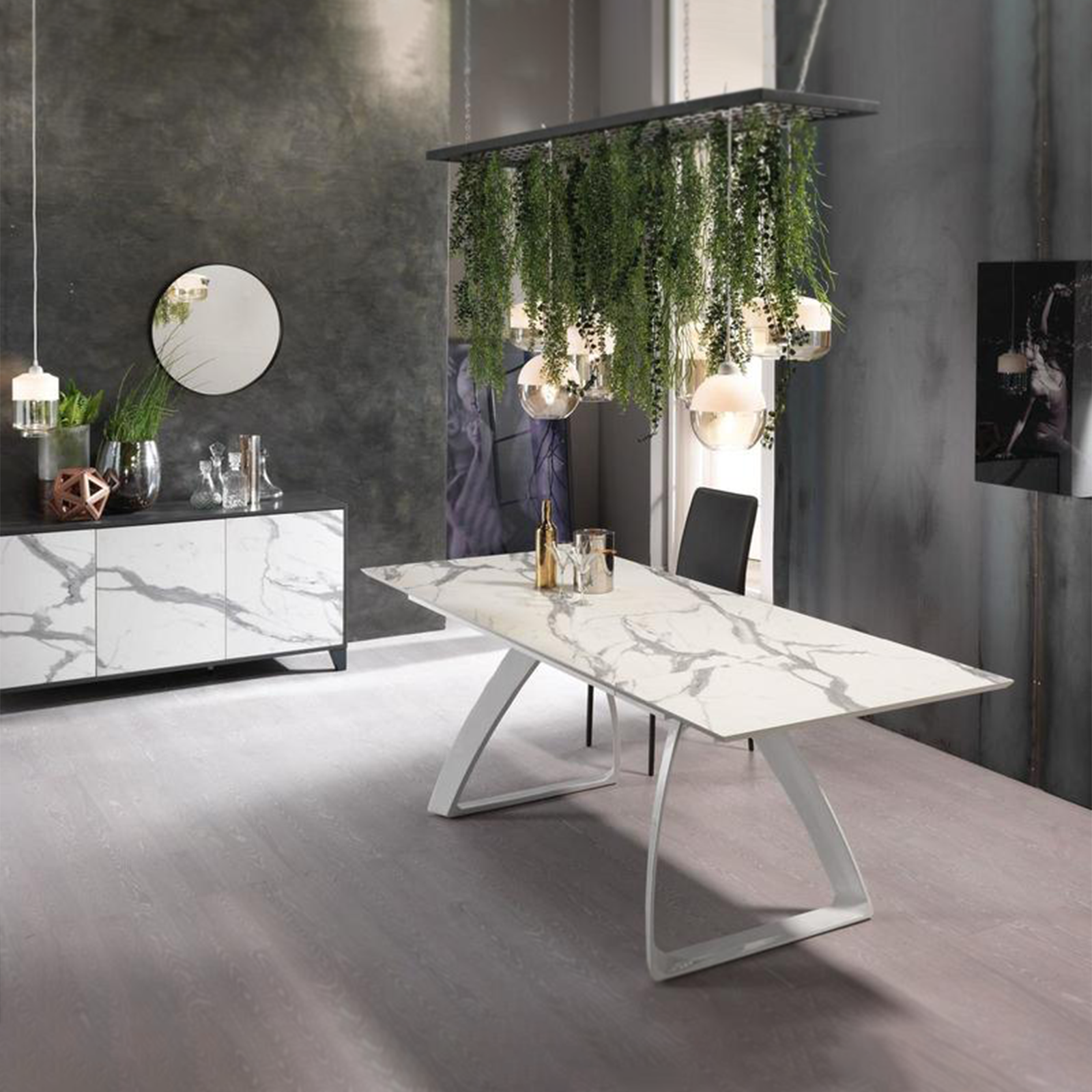 Tavolo allungabile "Hugo" piano in HPL gambe in alluminio 10 posti cm 270x90 76h