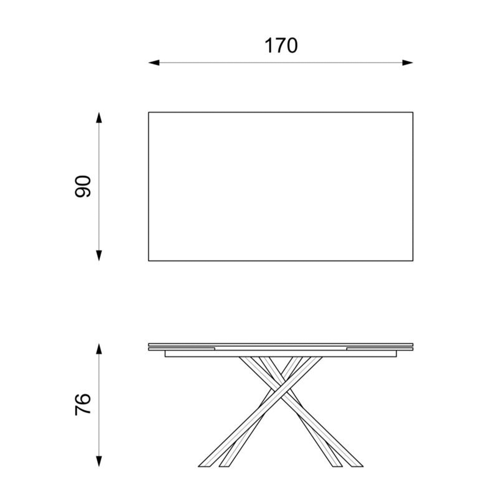 Tavolo allungabile "Jade" piano in HPL gambe in alluminio cm 170/270x90 76h