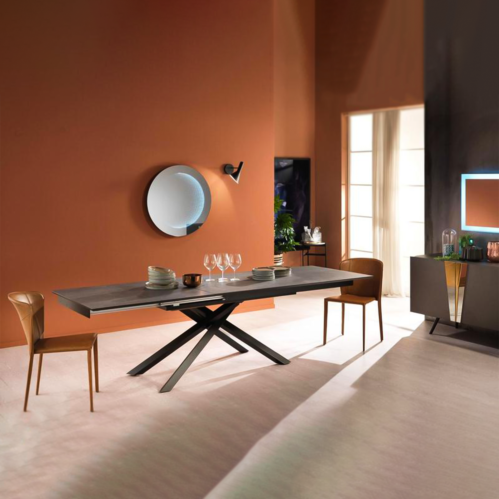 Tavolo allungabile "Jade" piano in HPL gambe in alluminio cm 170/270x90 76h