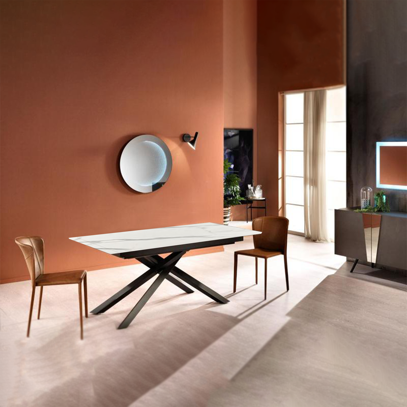 Tavolo allungabile "Jade" piano in HPL gambe in alluminio cm 170/270x90 76h