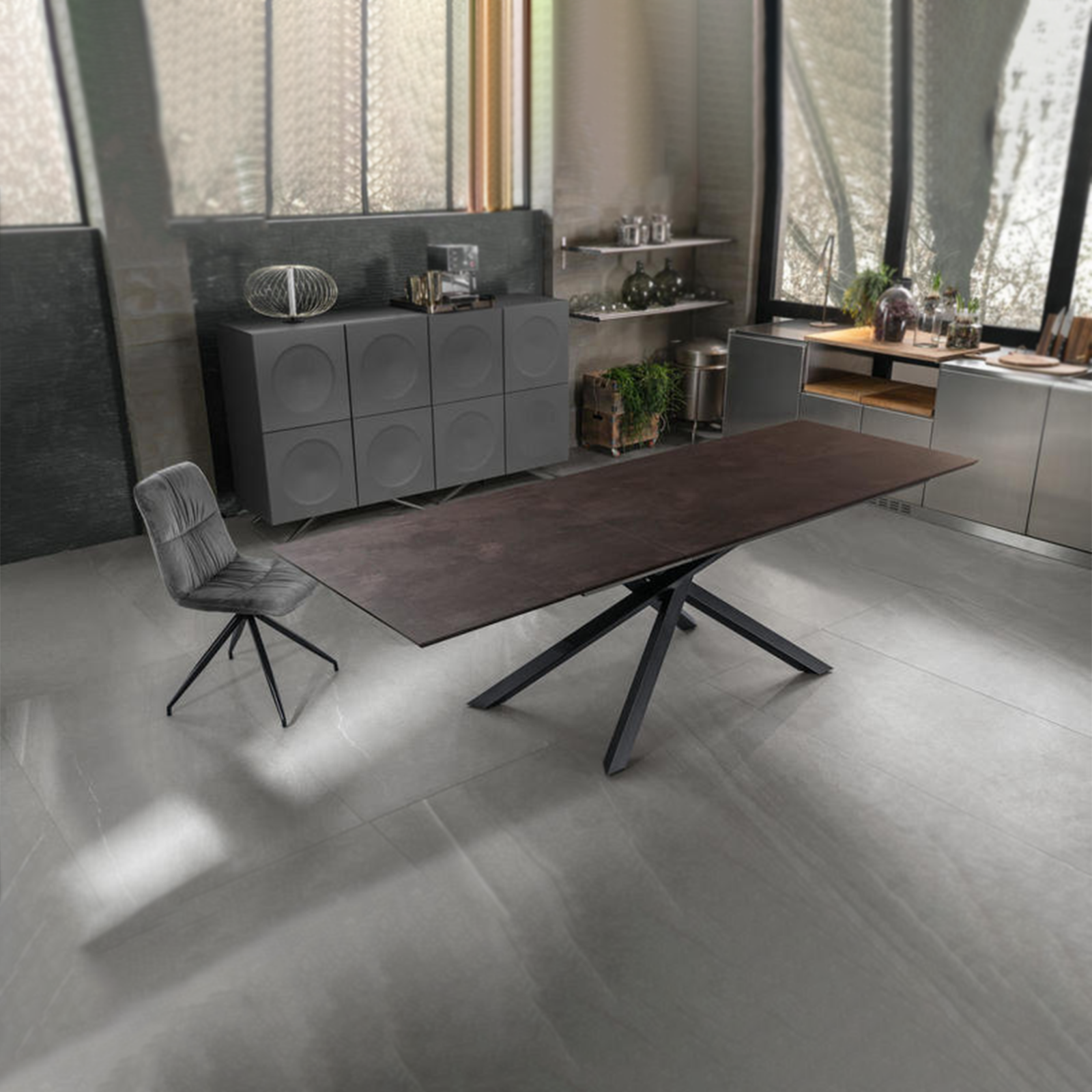 Tavolo allungabile "Jade" piano in HPL gambe in alluminio cm 170/270x90 76h