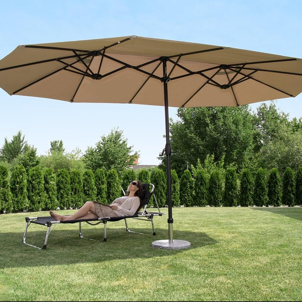 Parasol avec 3 toiles "Silia" en aluminium et polyester 4,6x2,7 m 2,5h