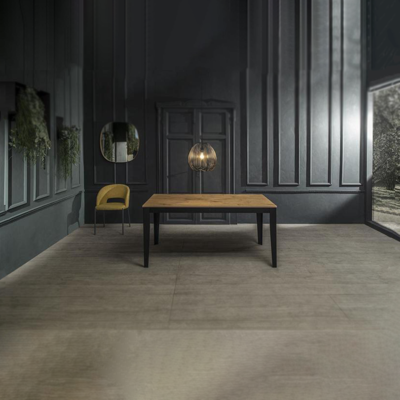 Table extensible "Big" plateau mélaminé pieds métal 130/290x80 cm 76h