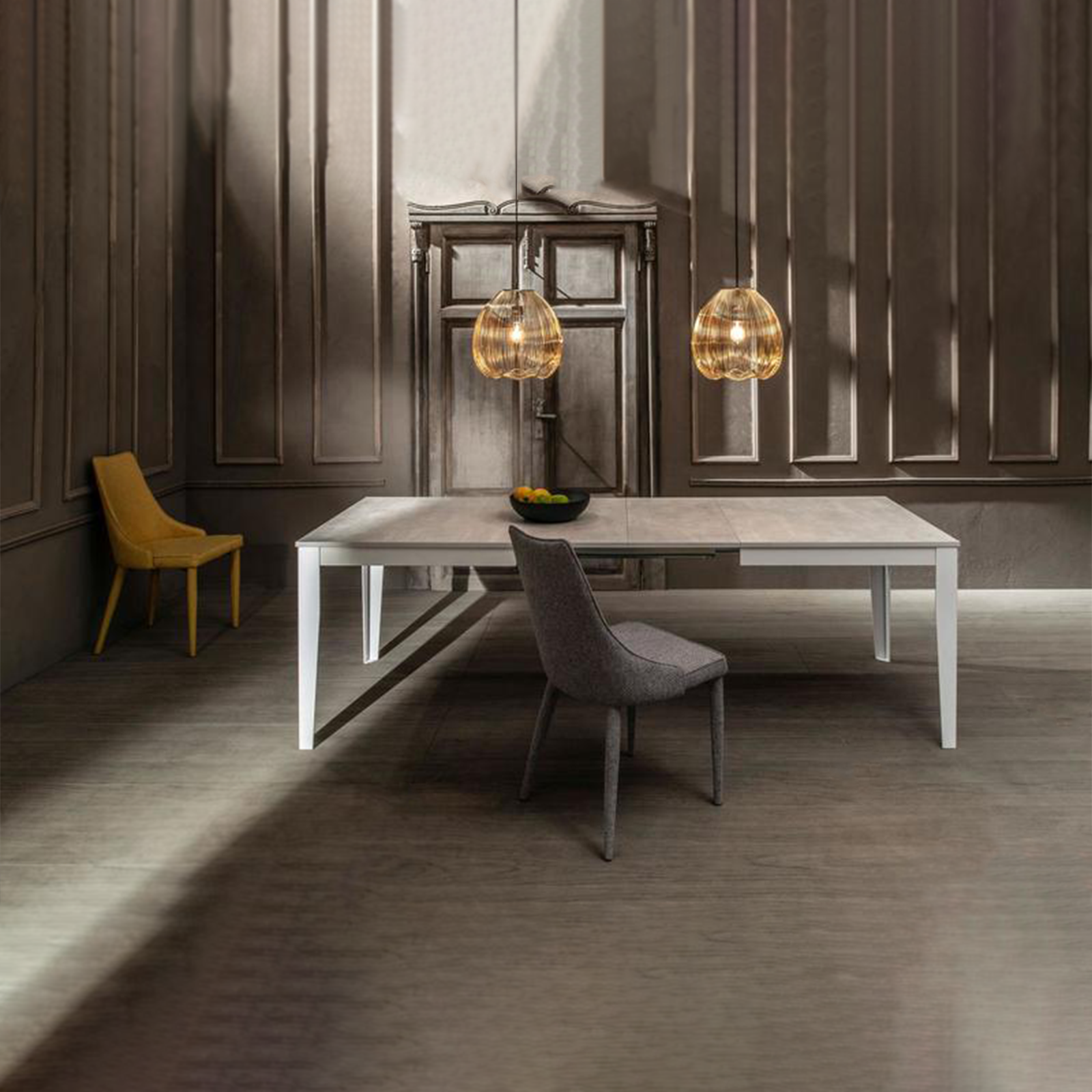 Tavolo allungabile "Blanche" piano melaminico gambe in metallo cm 130/290x80 76h