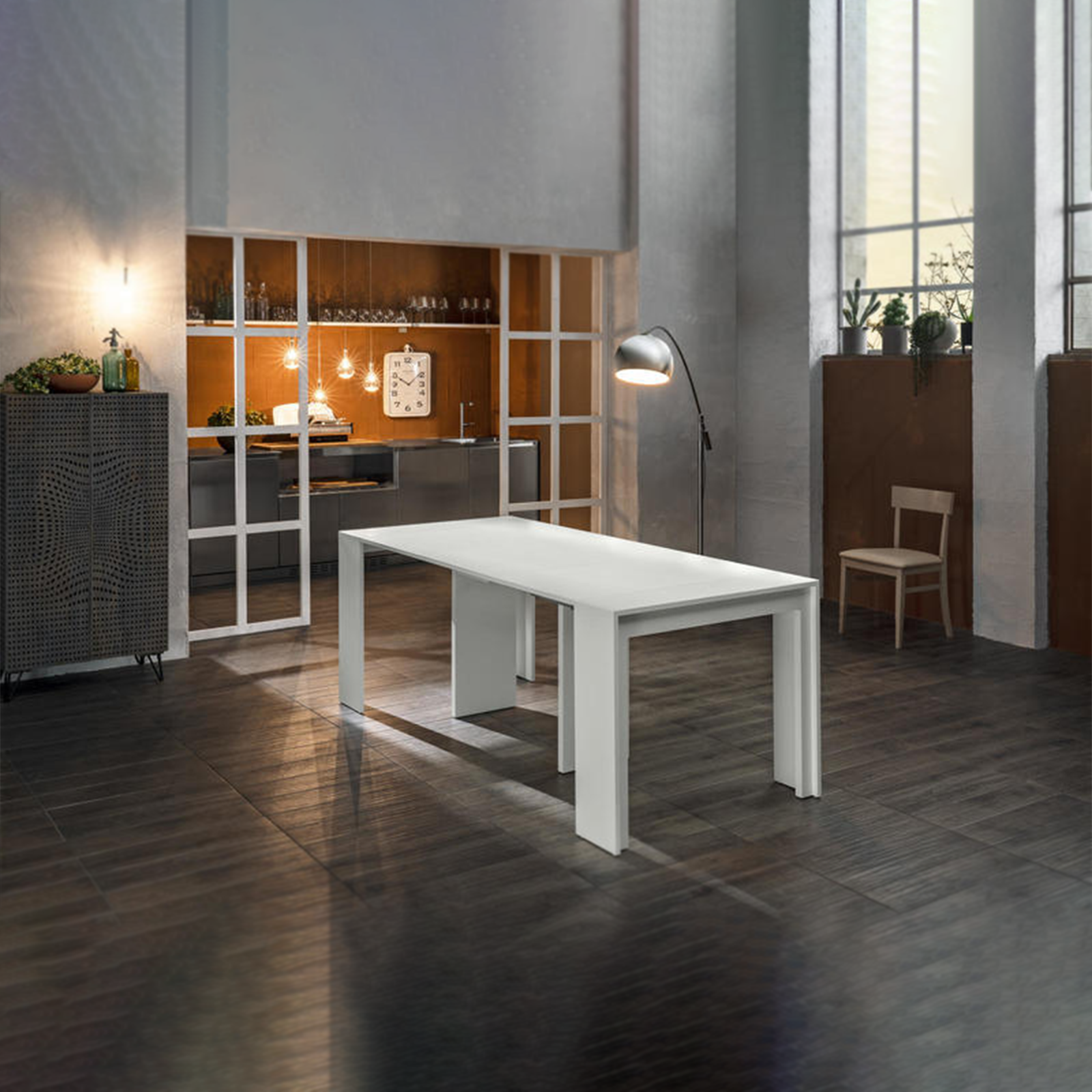 Tavolo allungabile consolle "Pinocchio" in legno laccato 10 posti cm 43/302x90 76h