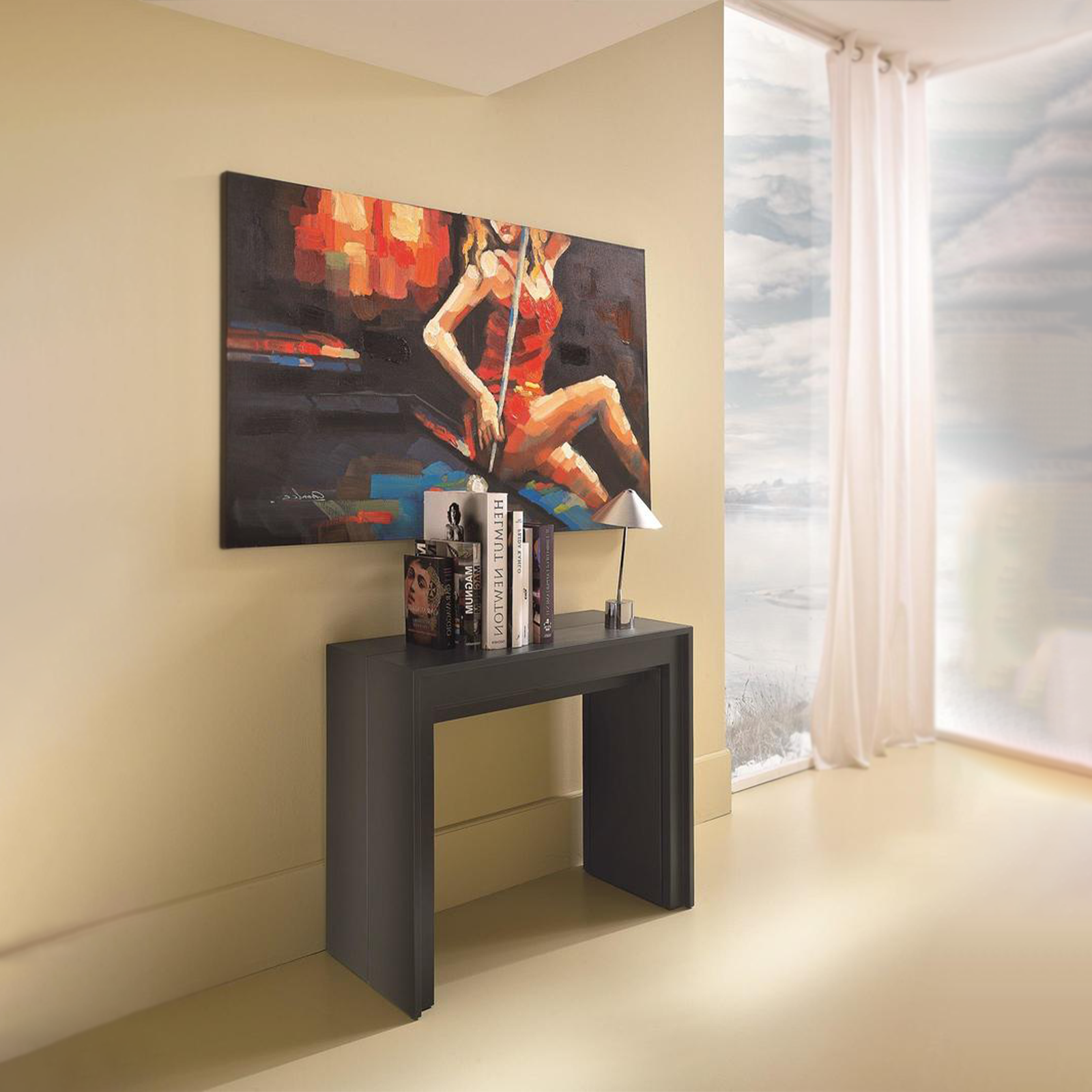 Tavolo allungabile consolle "Pinocchio" in legno laccato 10 posti cm 43/302x90 76h