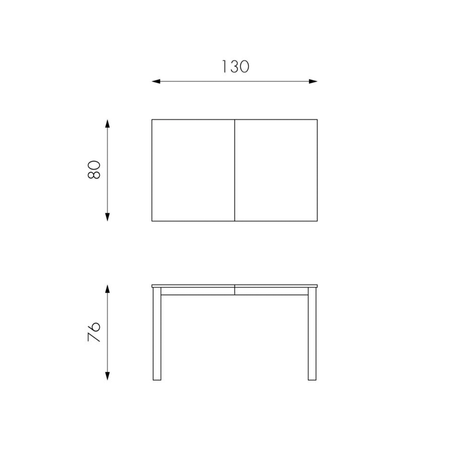 Mesa extensible "Traffic" tapa de melamina, patas de madera maciza 130/210x80 cm 76h