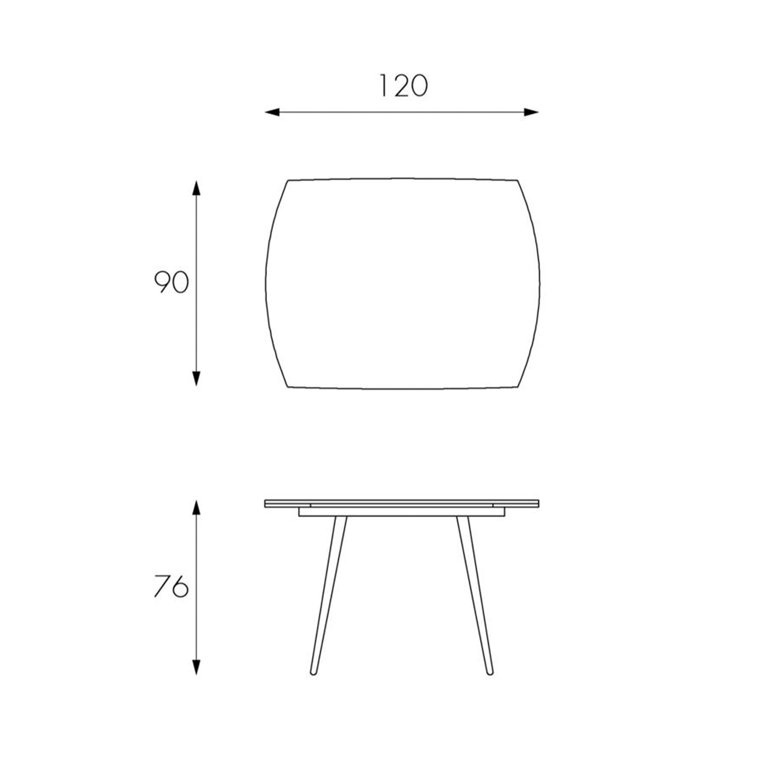 Tavolo allungabile in vetro temperato "Giulietta" struttura in metallo cm 120/180x90 76h