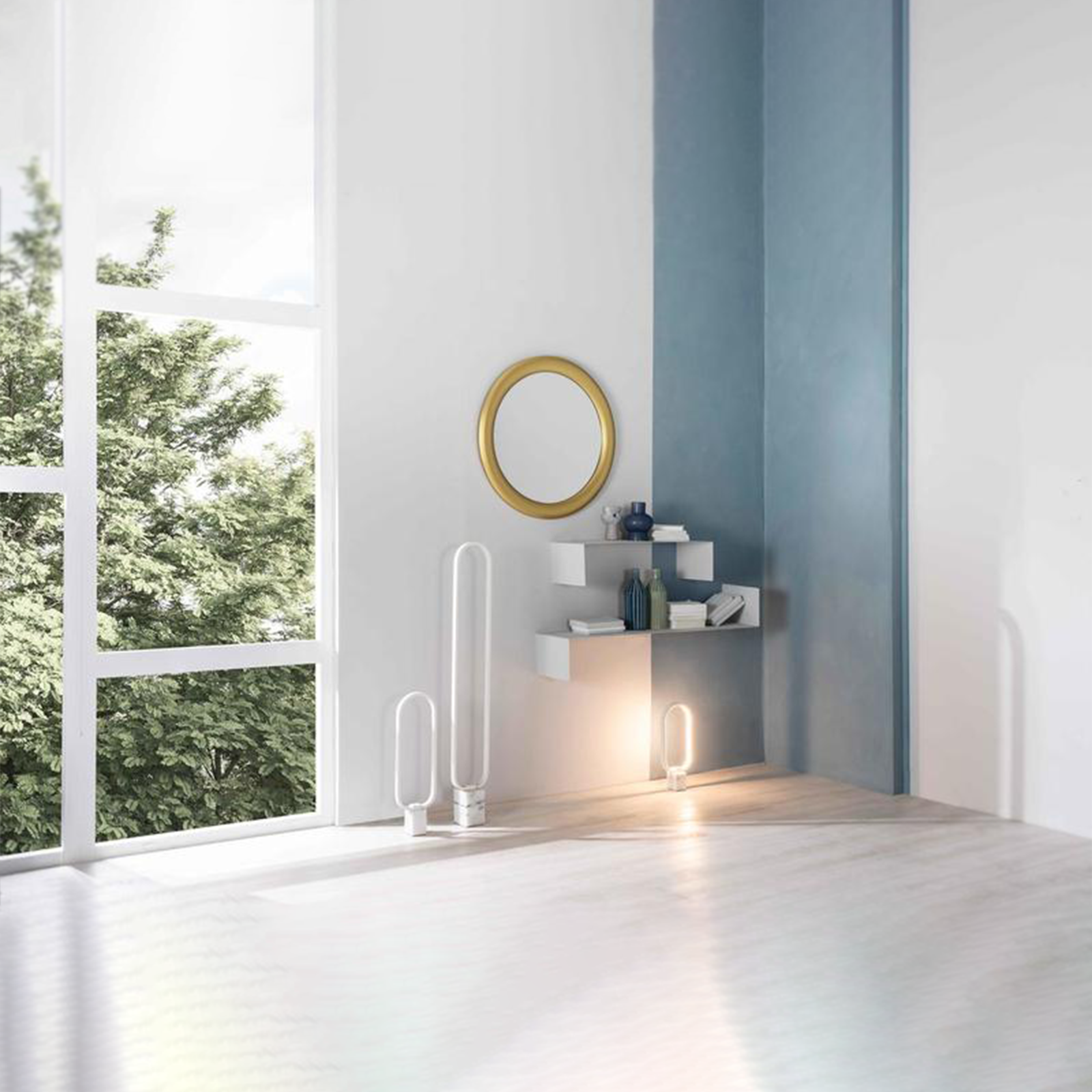 Espejo de pared "Icaro" ovalado marco madera dorado 80x6 cm 80h