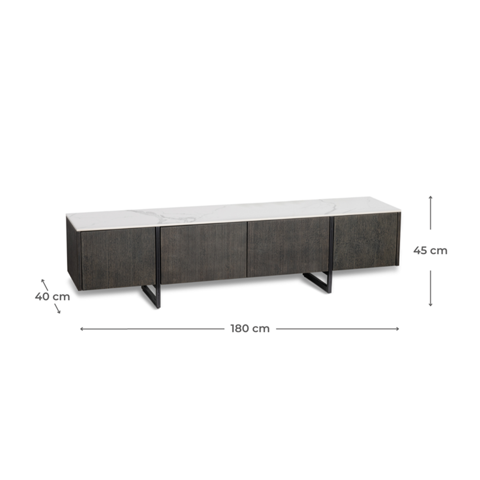Mobile porta tv "Lèa" piano in ceramica con 2 ante e 2 cassetti cm 180x40 45h