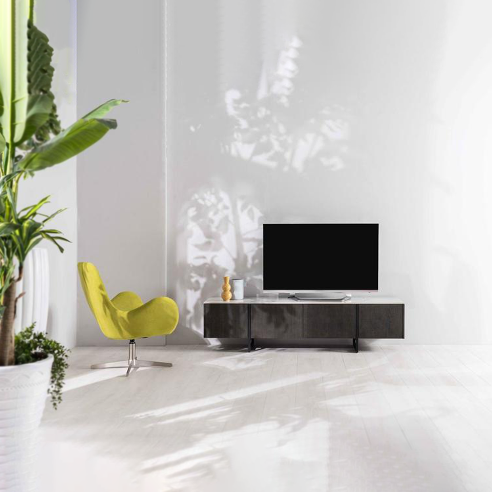 Mobile porta tv "Lèa" piano in ceramica con 2 ante e 2 cassetti cm 180x40 45h