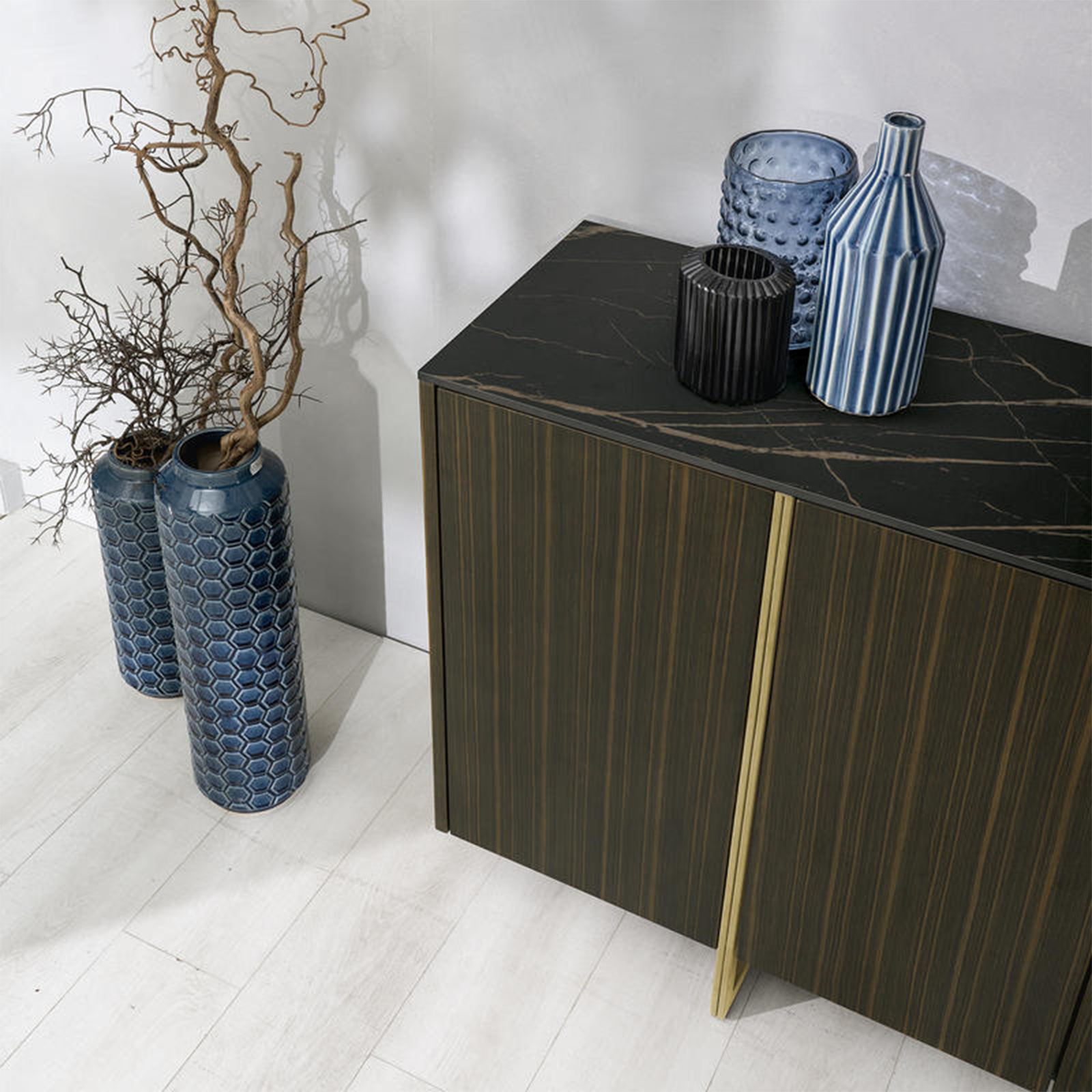 Buffet de salon "Omega" en MDF avec plateau en céramique 4 portes 160x40 cm 85h