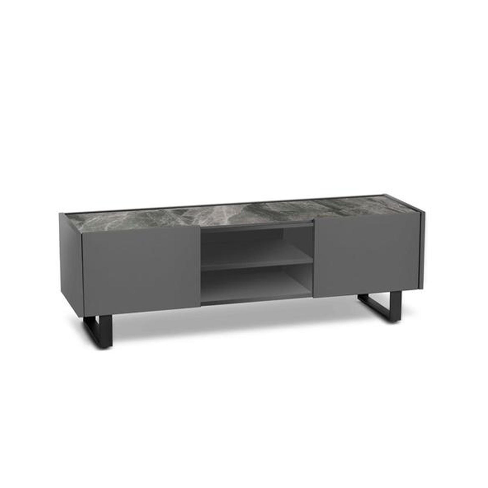 Mobile porta tv "Théo" con piano in ceramica 2 ante e 2 vani a giorno cm 140x40 45h