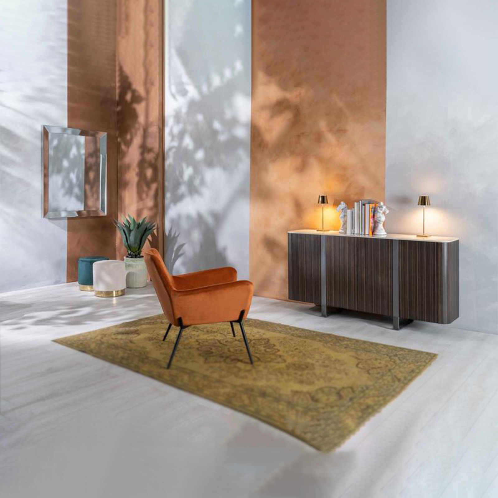 Fauteuil moderne rembourré "Gin" en velours avec pieds en métal 70x72 79h cm