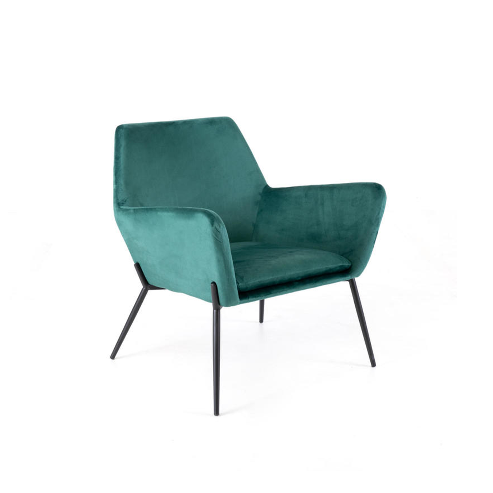 Fauteuil moderne rembourré "Gin" en velours avec pieds en métal 70x72 79h cm