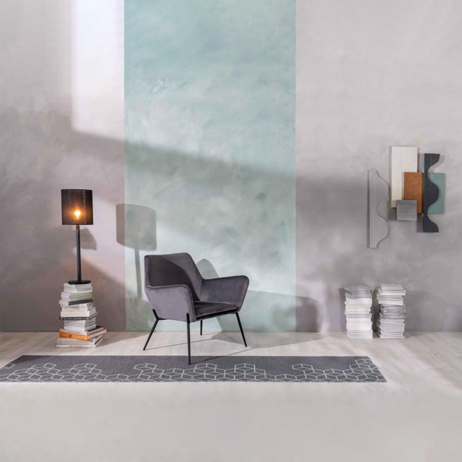 Fauteuil moderne rembourré "Gin" en velours avec pieds en métal 70x72 79h cm