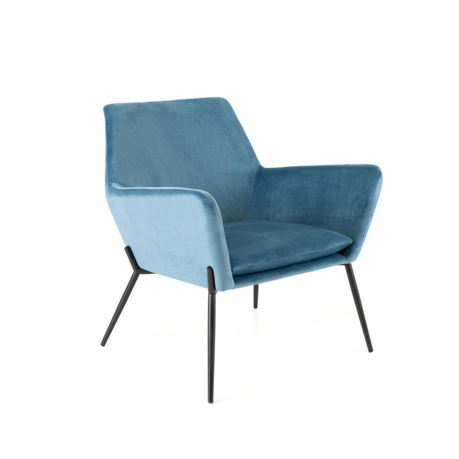 Fauteuil moderne rembourré "Gin" en velours avec pieds en métal 70x72 79h cm