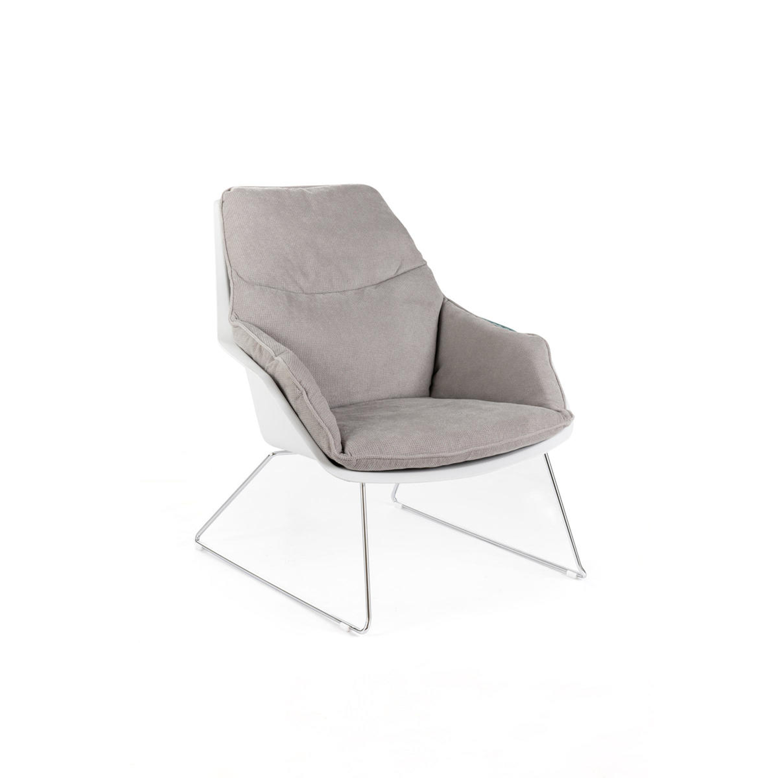 Fauteuil moderne rembourré "Grace" en tissu avec pieds en métal 74x85 86h cm