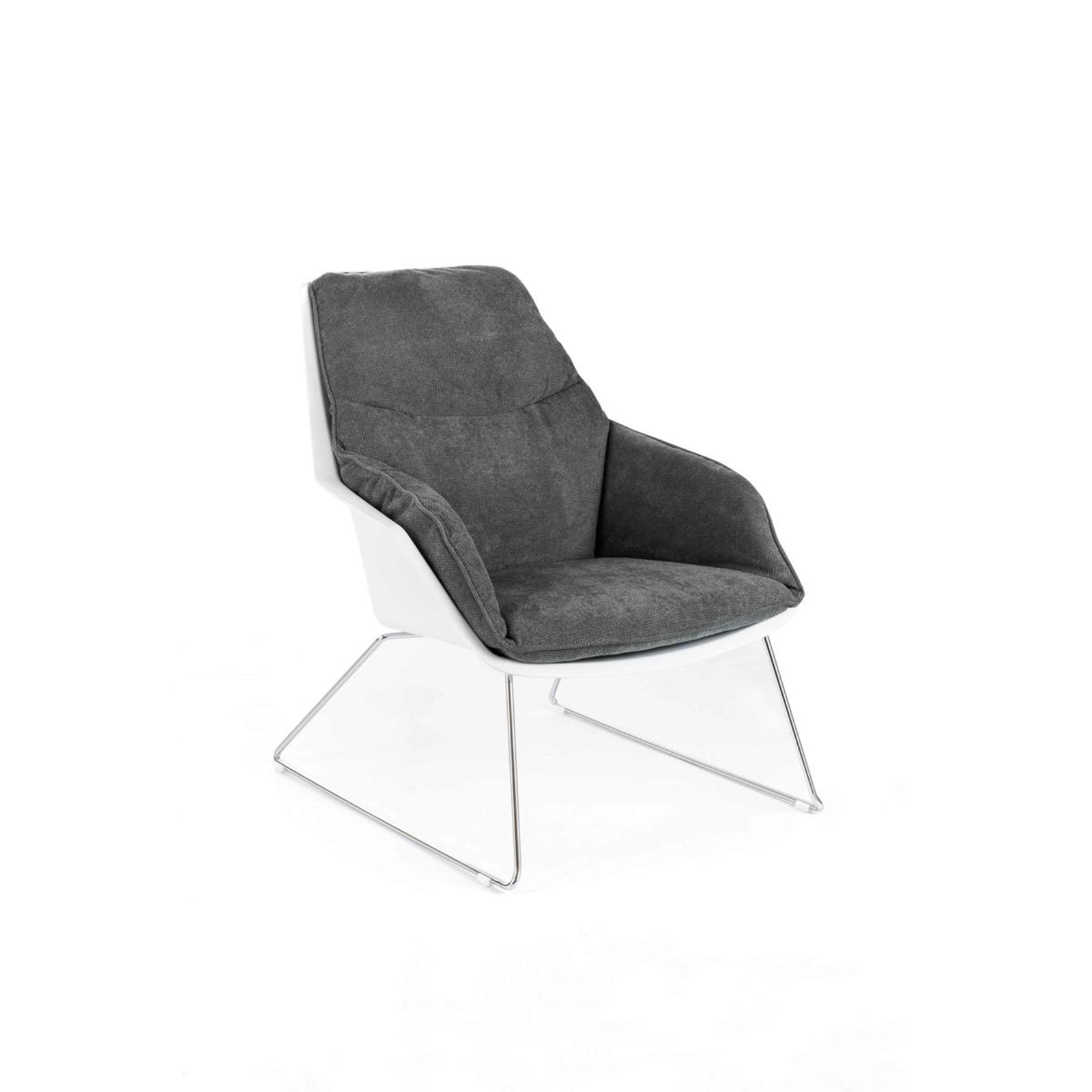 Fauteuil moderne rembourré "Grace" en tissu avec pieds en métal 74x85 86h cm