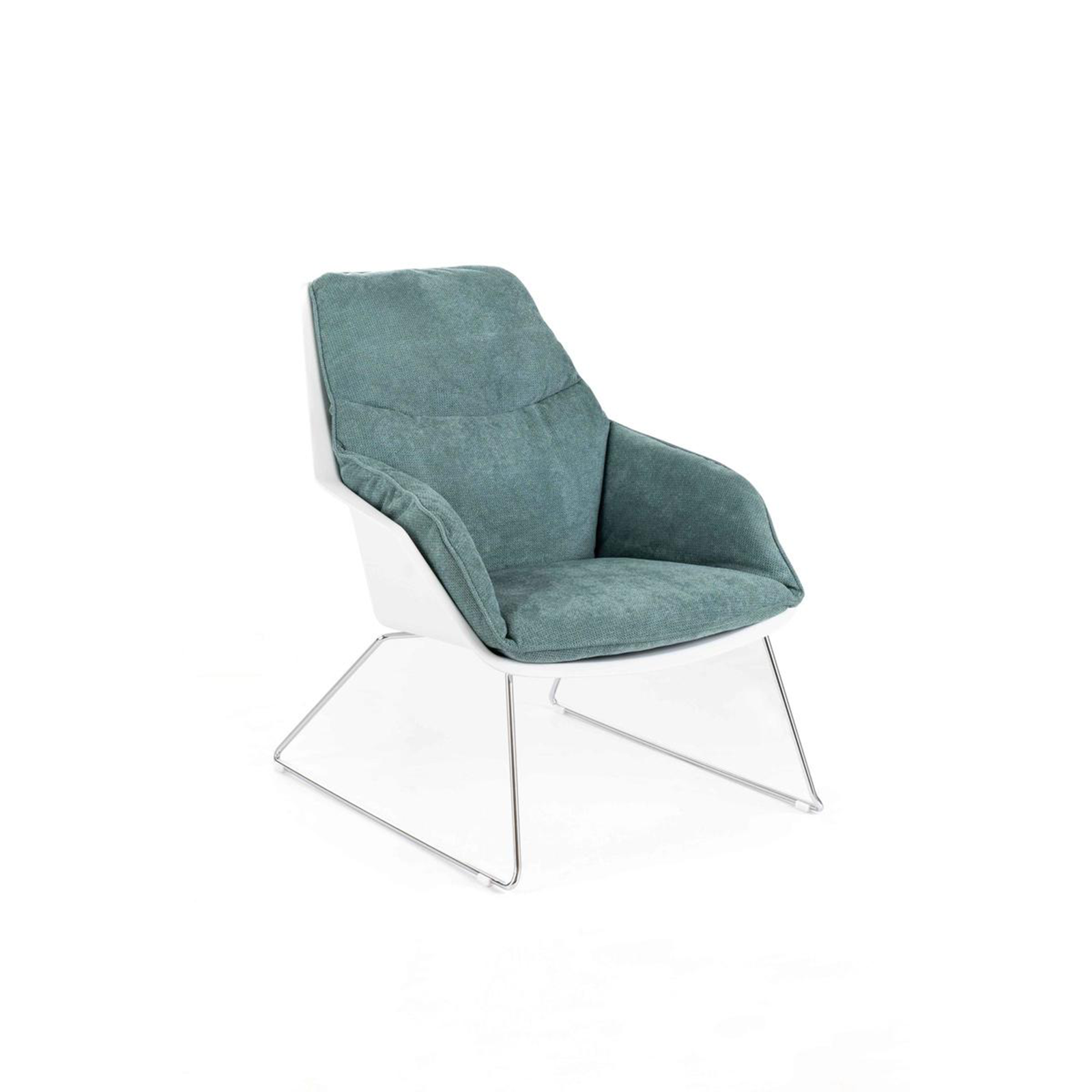 Fauteuil moderne rembourré "Grace" en tissu avec pieds en métal 74x85 86h cm