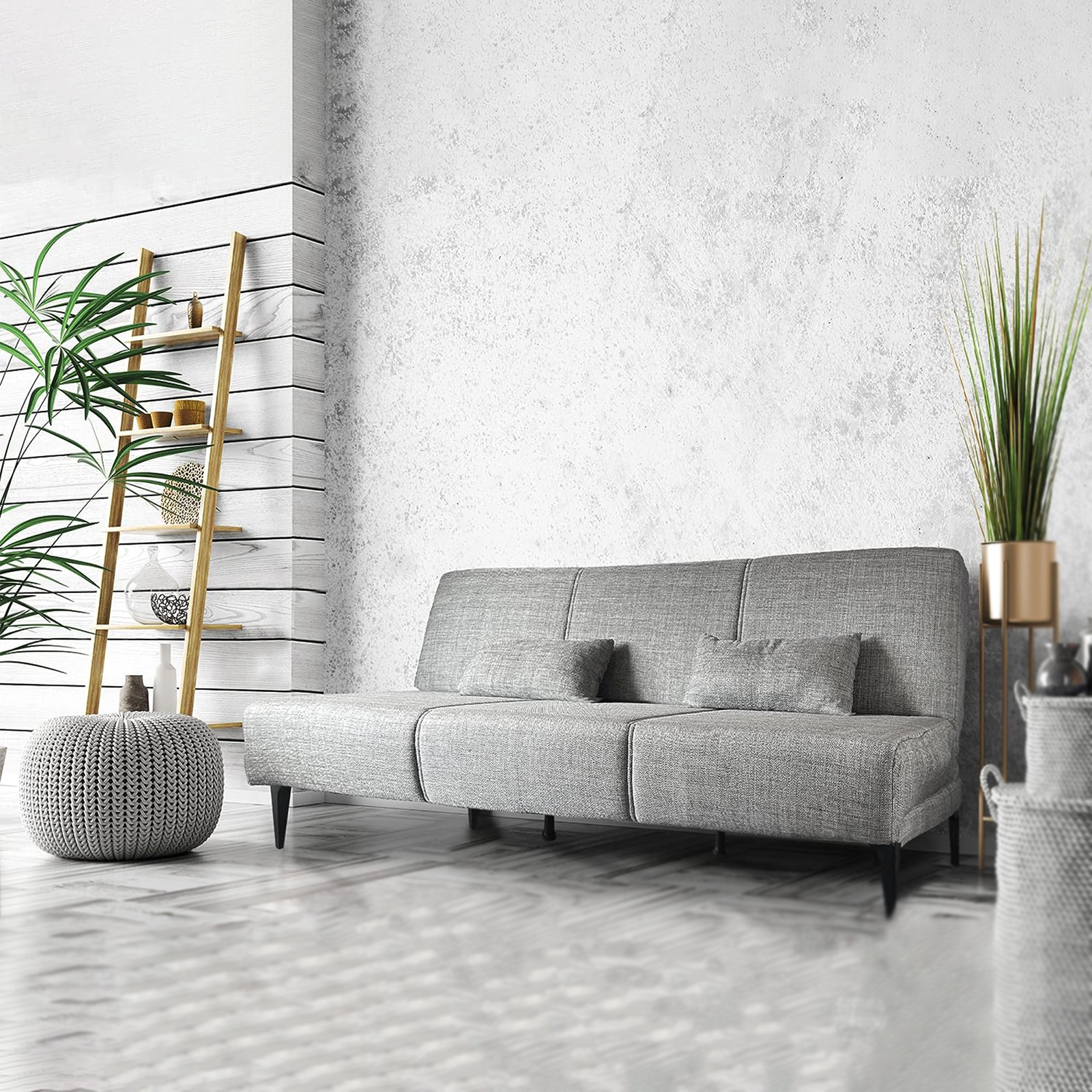 Divano prontoletto "Capri" a 3 posti in tessuto senza braccioli cm 190x80 83h