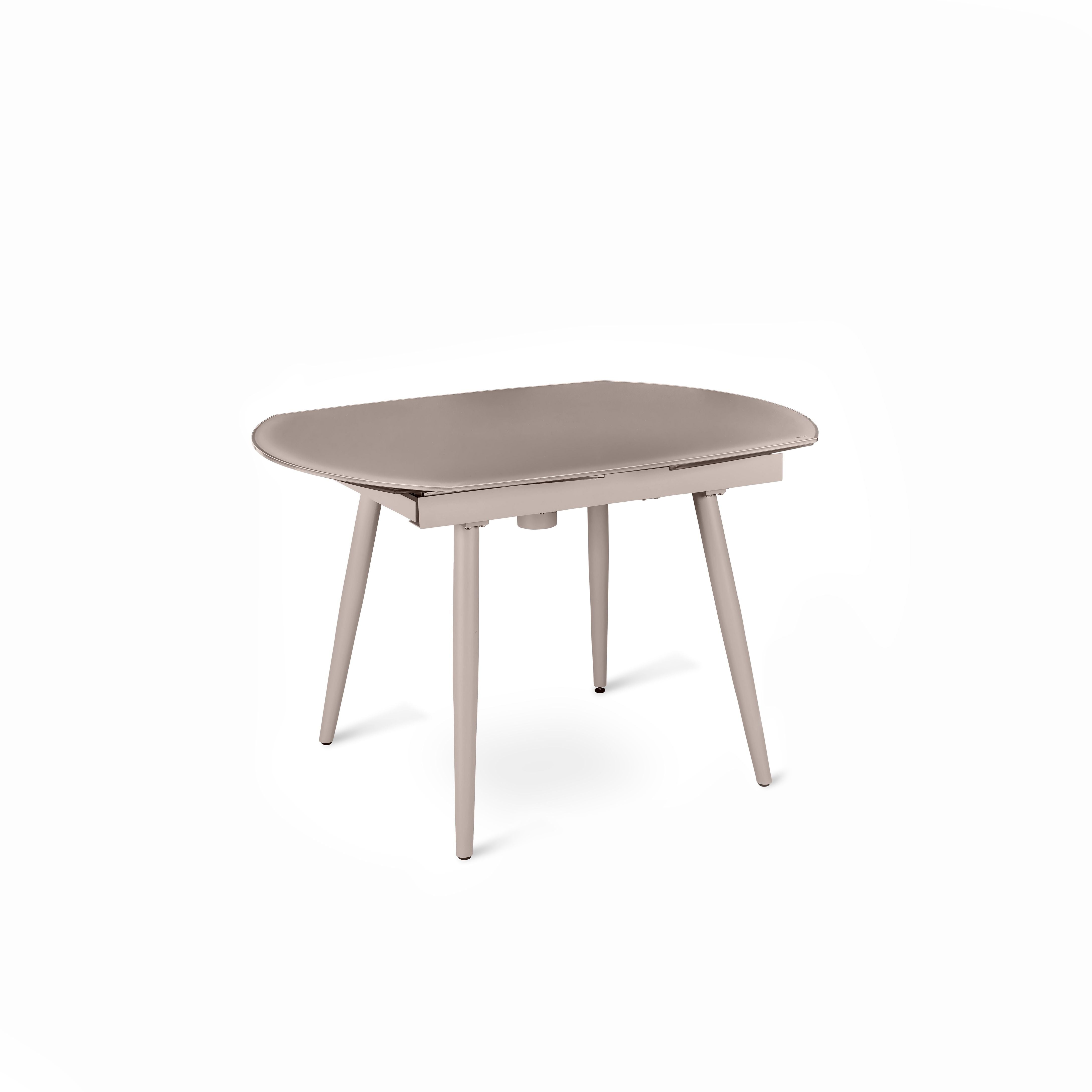 Mesa extensible de cristal templado "Kyoto Four" estructura metálica 120/180x90 76h cm