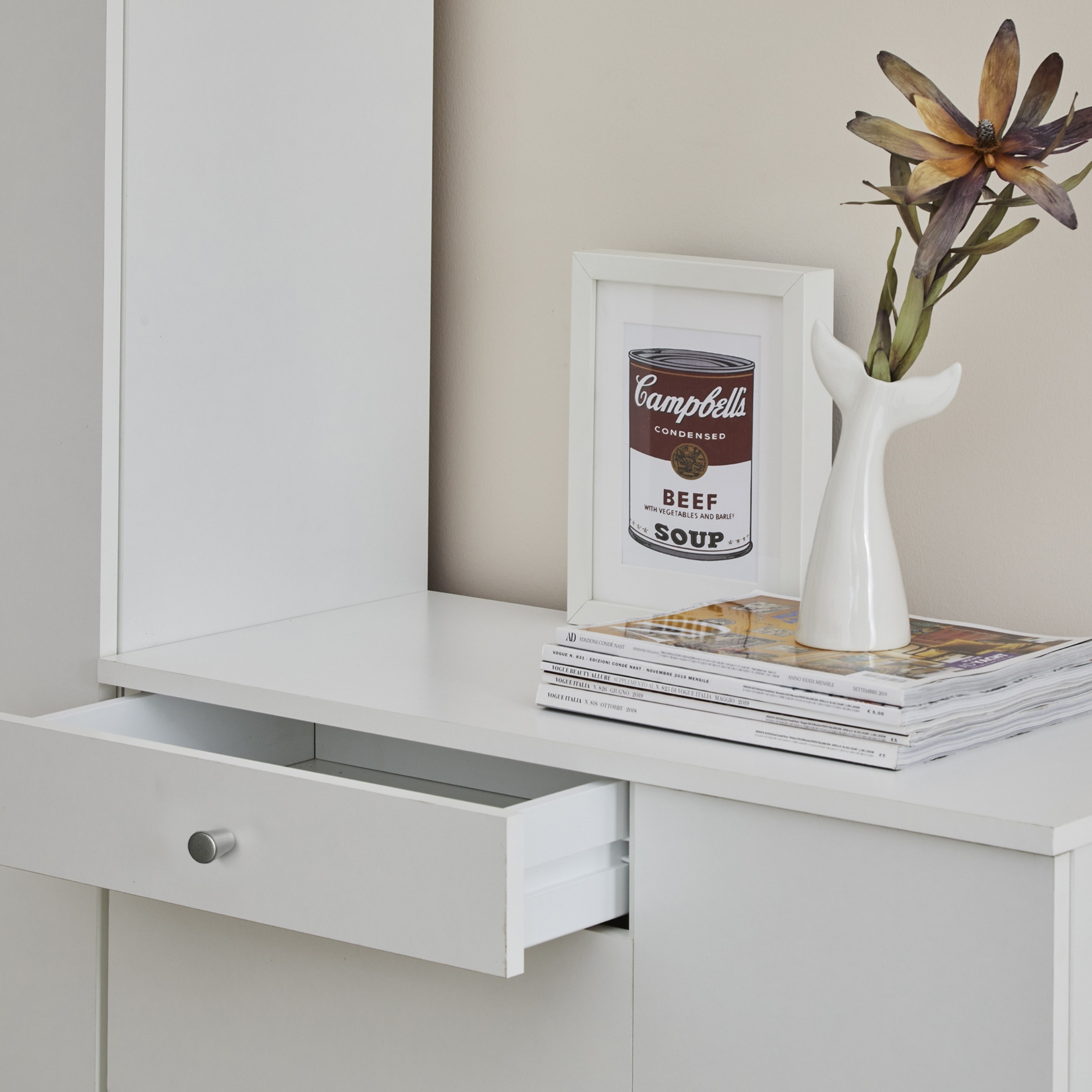 Mobile con 2 ante 1 cassetto in legno "Elisa" moderno da ingresso cm 77x34 80h