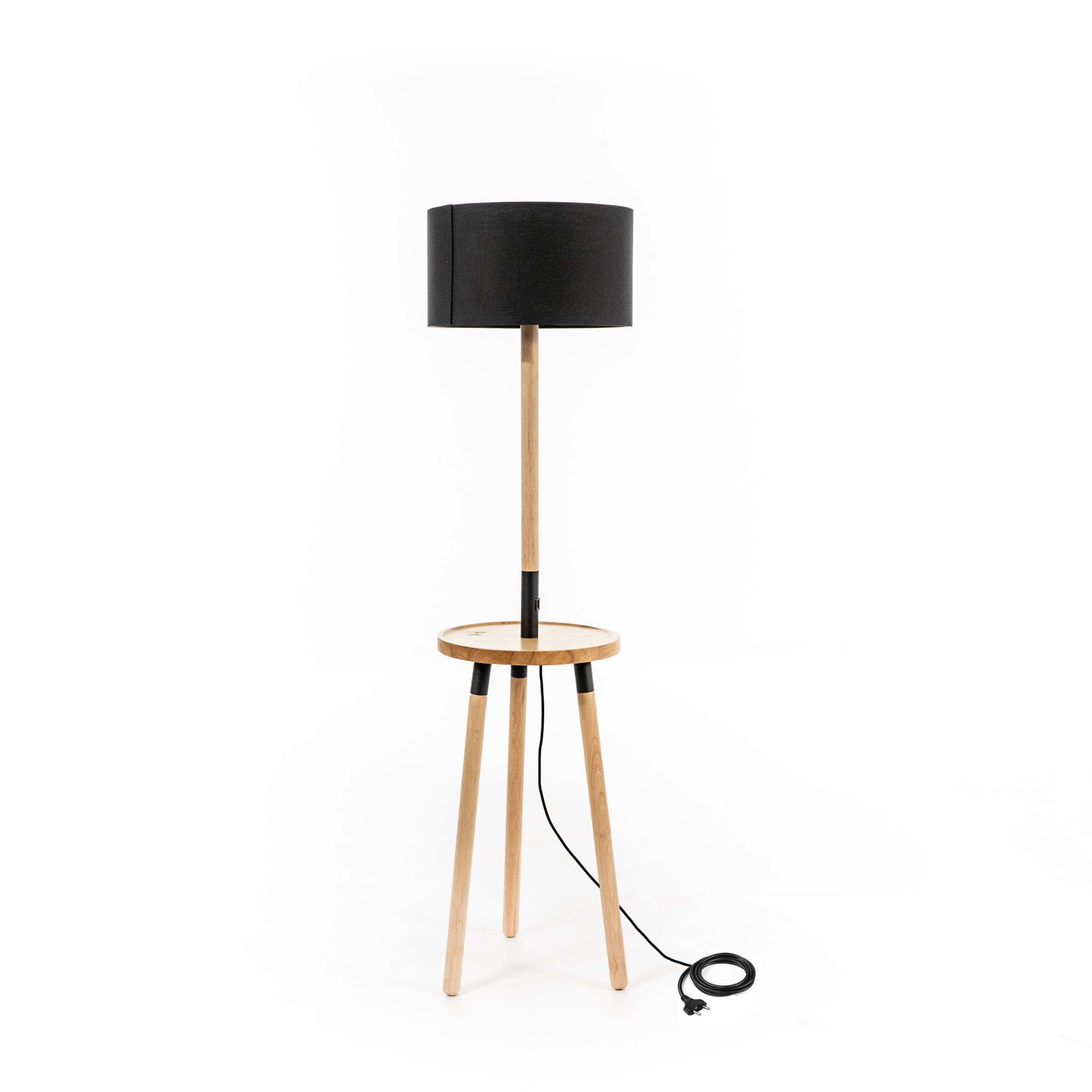 Lampadaire "Acrux" en bois avec abat-jour en tissu 40x40 cm 135h